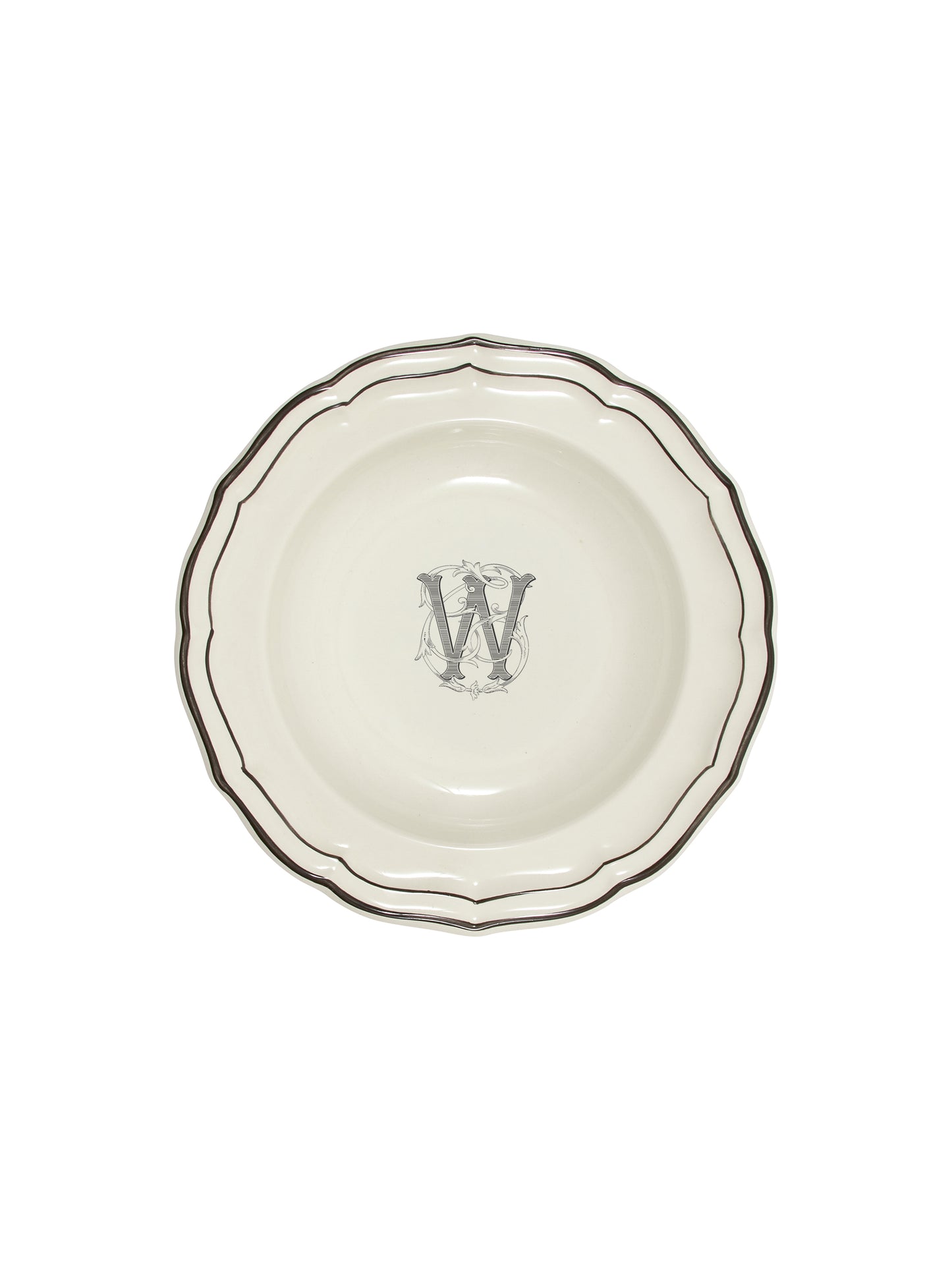 Gien Filet Midnight Monogram Soup Plate W Weston Table