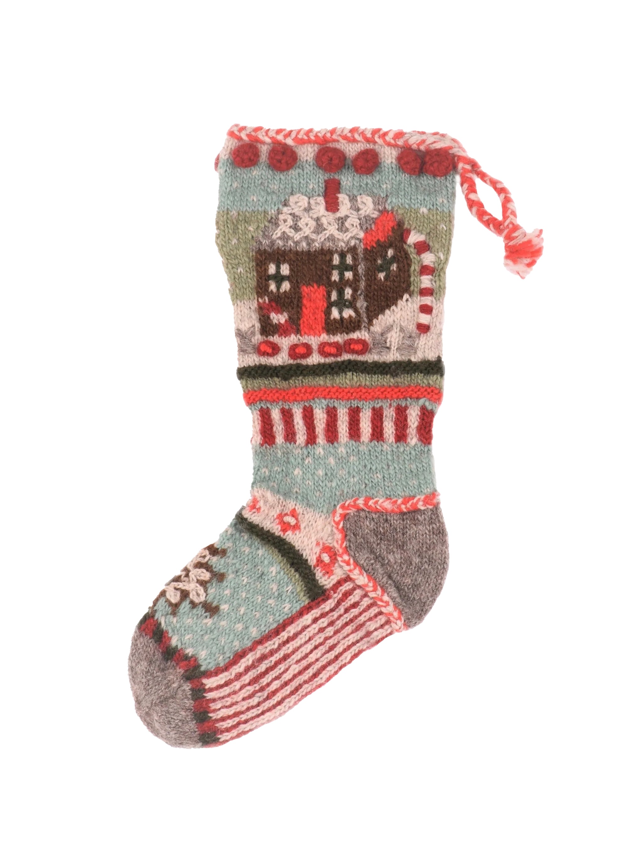 Wool Felt Christmas Stocking from India - Gingerbread Feast