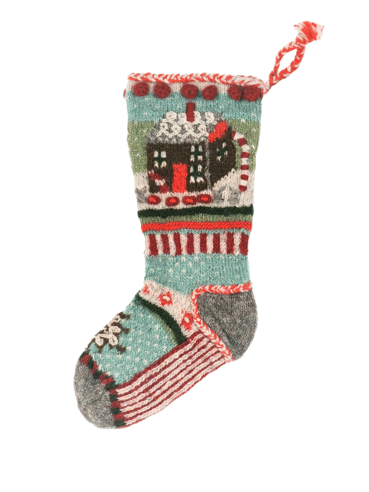 Gingerbread House Wool Knit Christmas Stocking Weston Table