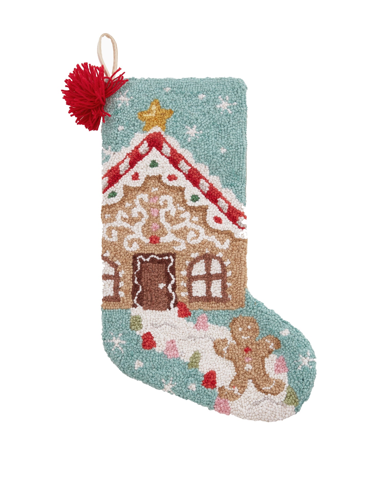 Gingerbread with Wool Hook Stocking Weston Table