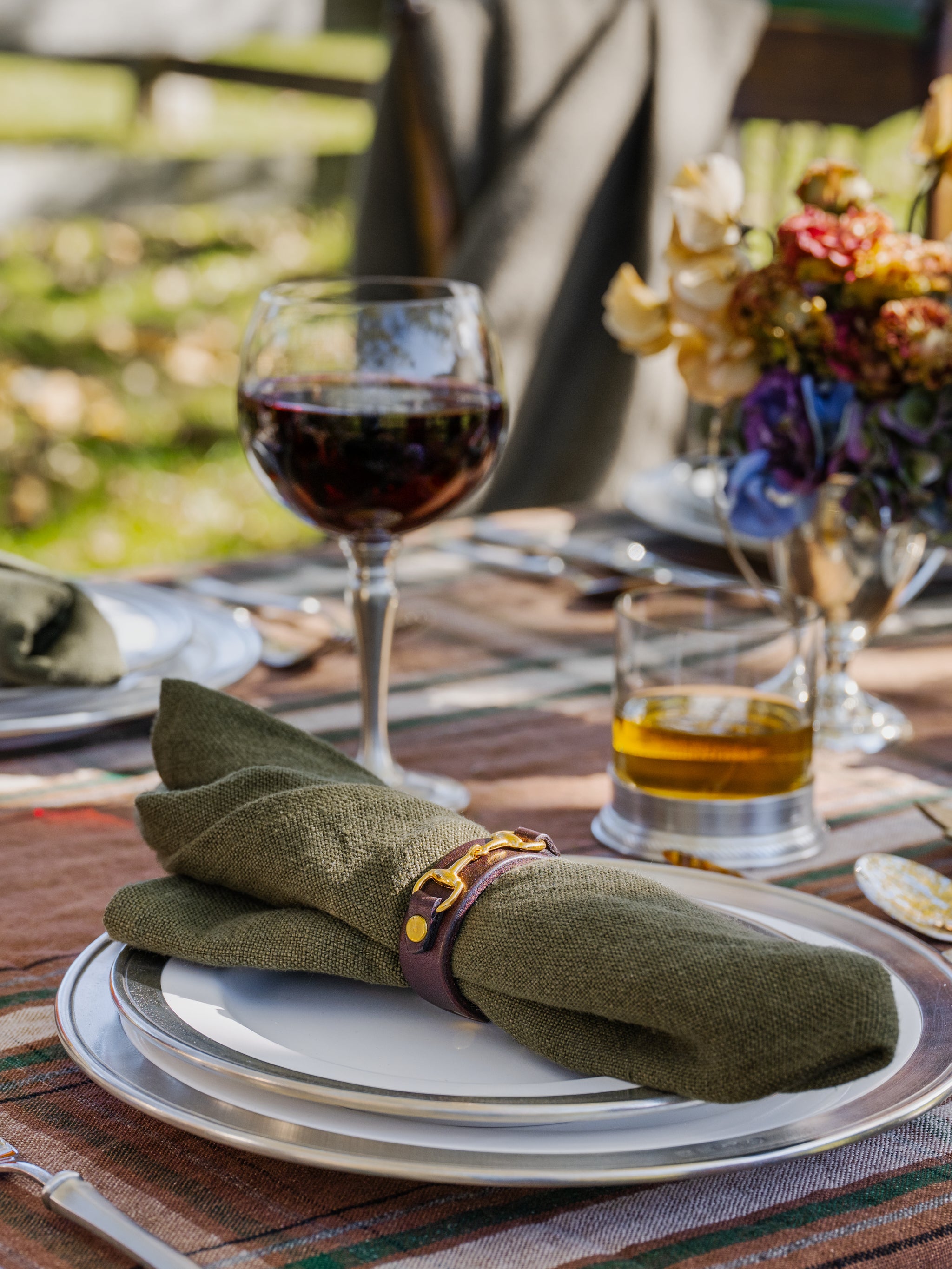 Horse Bit Leather and Brass Napkin Rings | Napkin Rings | Weston Table