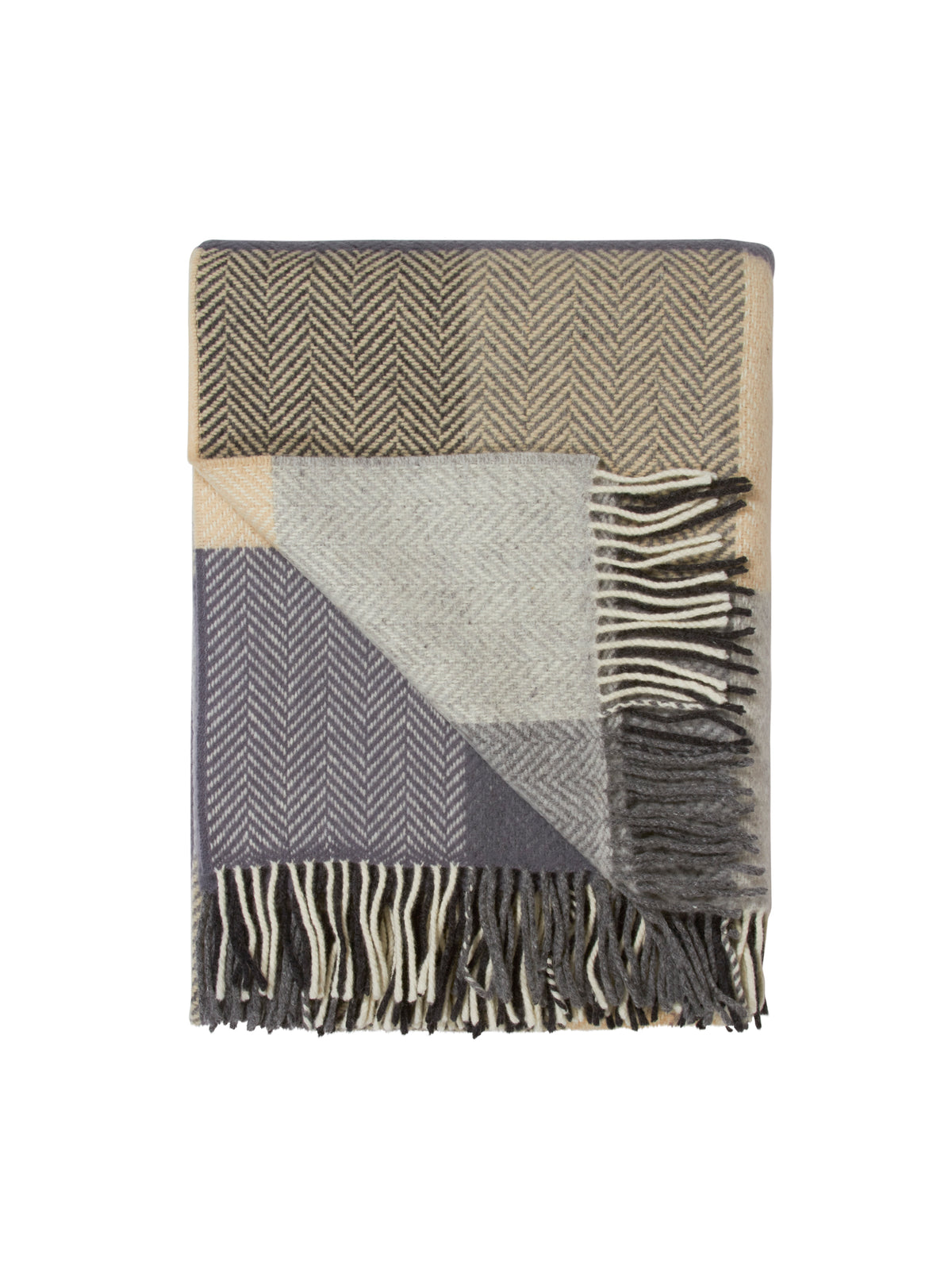 Irish Large Herringbone Grey and Cream Check Throw Weston Table