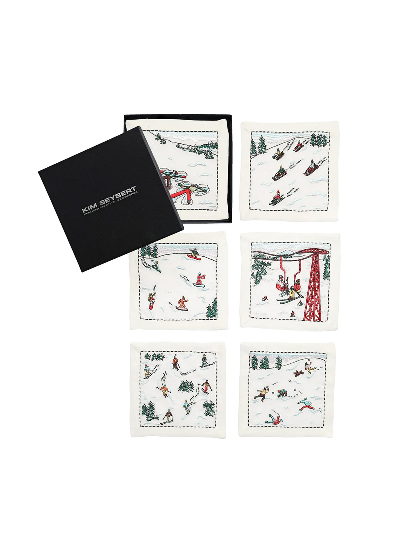 Kim Seybert Apres Ski Cocktail Napkins Set Weston Table