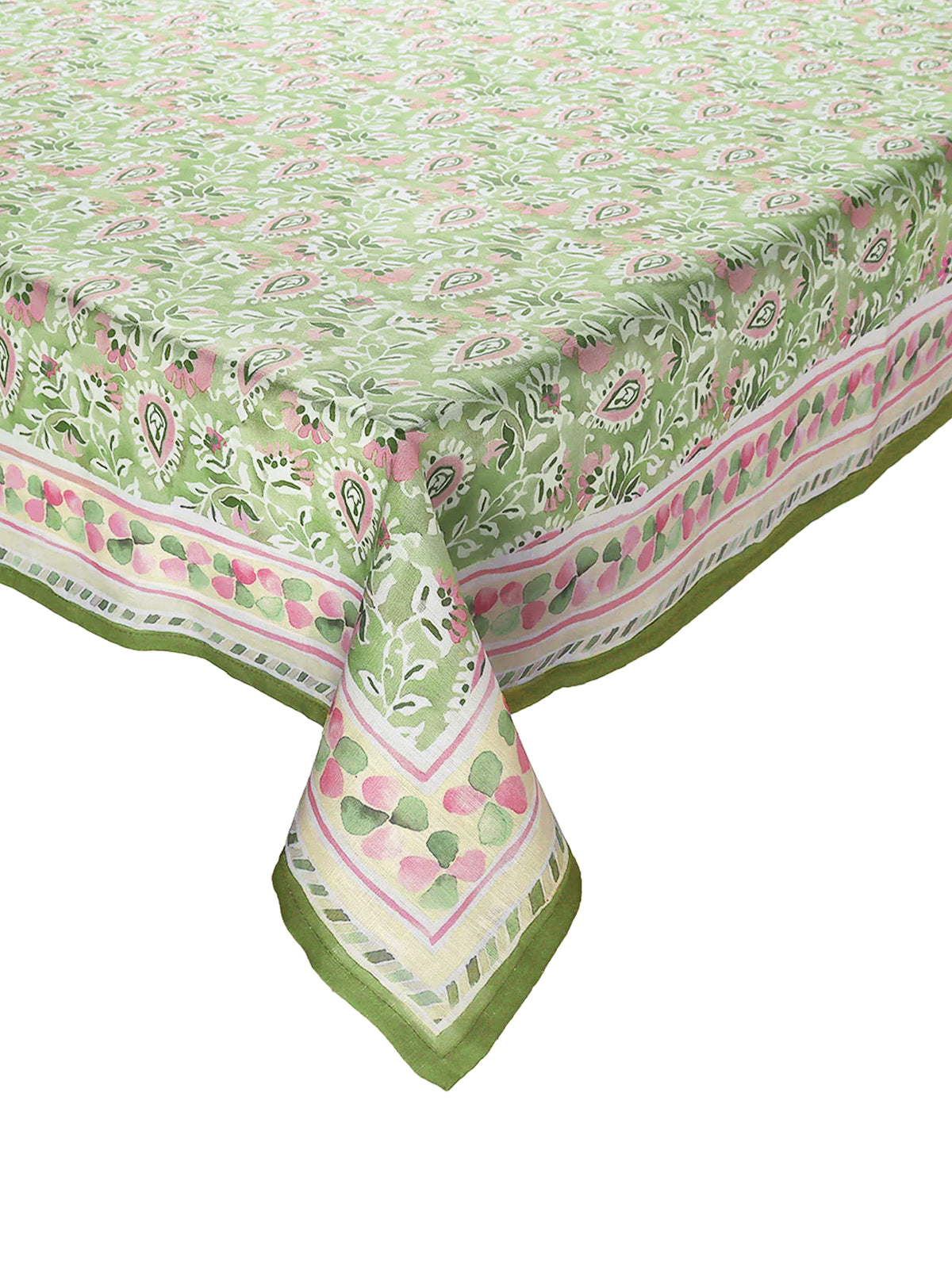 Kim Seybert Mira Tablecloth Green and Pink Weston Table