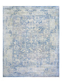 Landry & Arcari Heirloom Hand Knotted Blue and Silver Wool and Silk Rug Weston Table