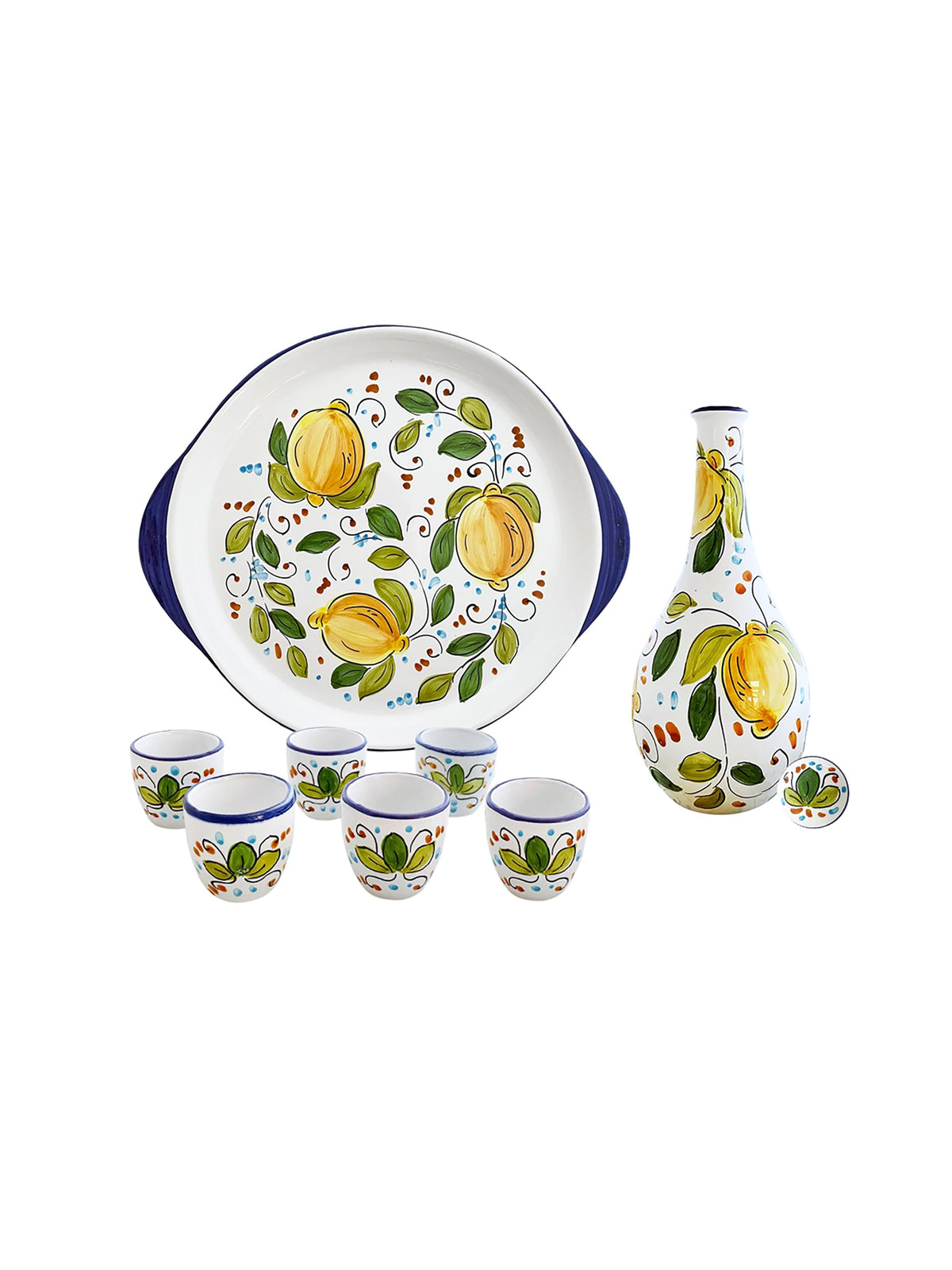 Limoncello Hand Painted Drinking Set Style Two Weston Table