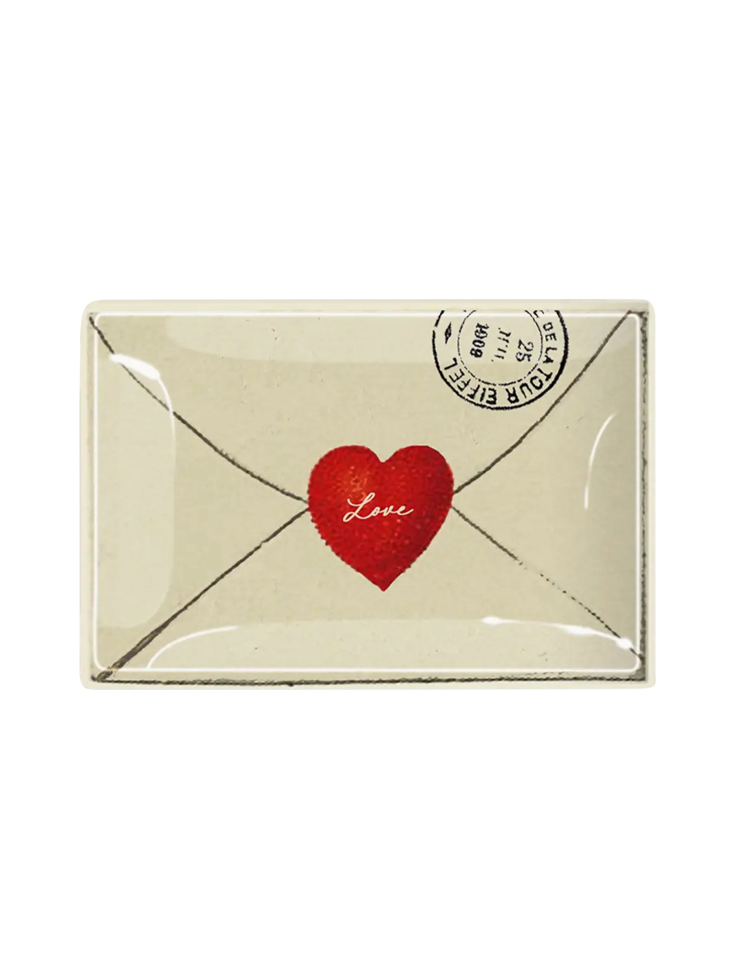 Love Script Envelope with Heart Decoupage Glass Tray Weston Table