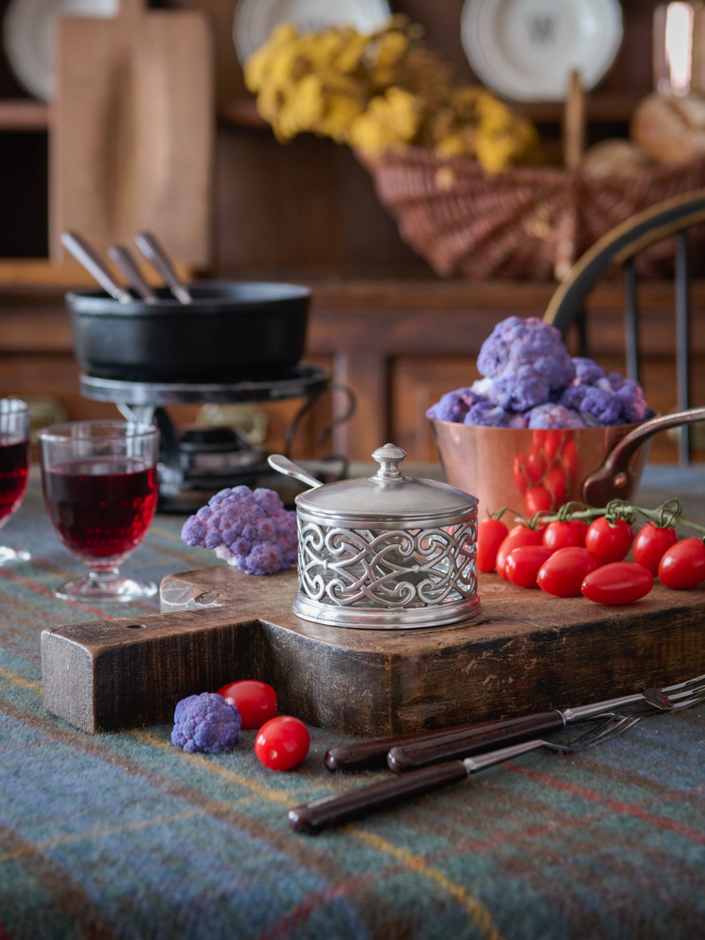 MATCH Pewter Cutwork Parmesan Dish with Spoon Weston Table