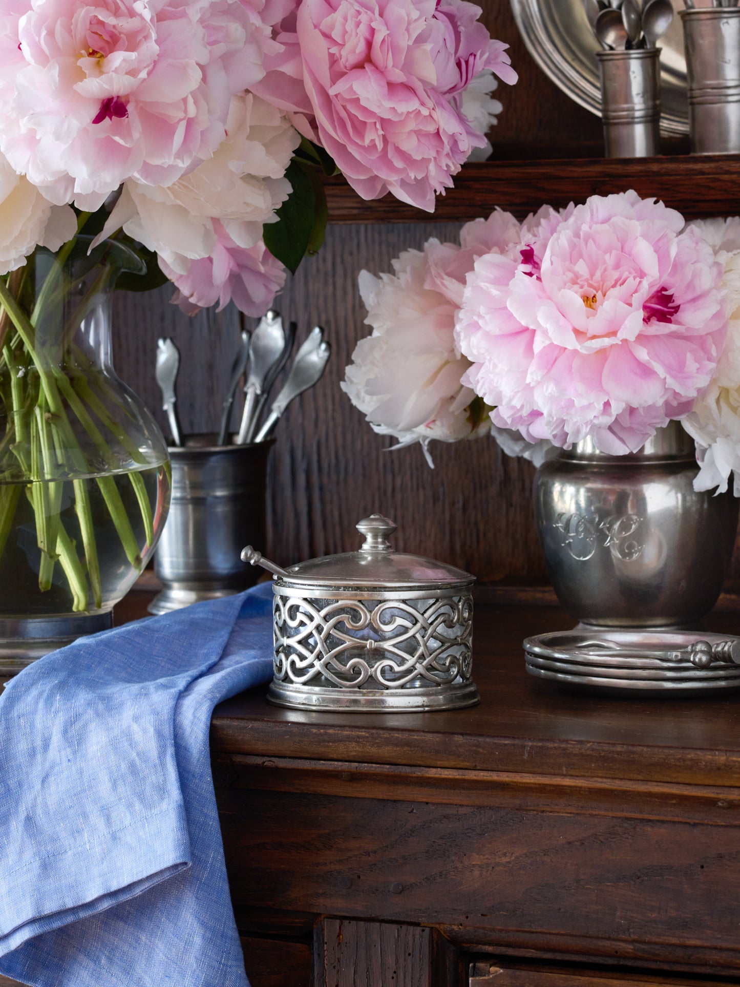 MATCH Pewter Cutwork Parmesan Dish with Spoon Weston Table