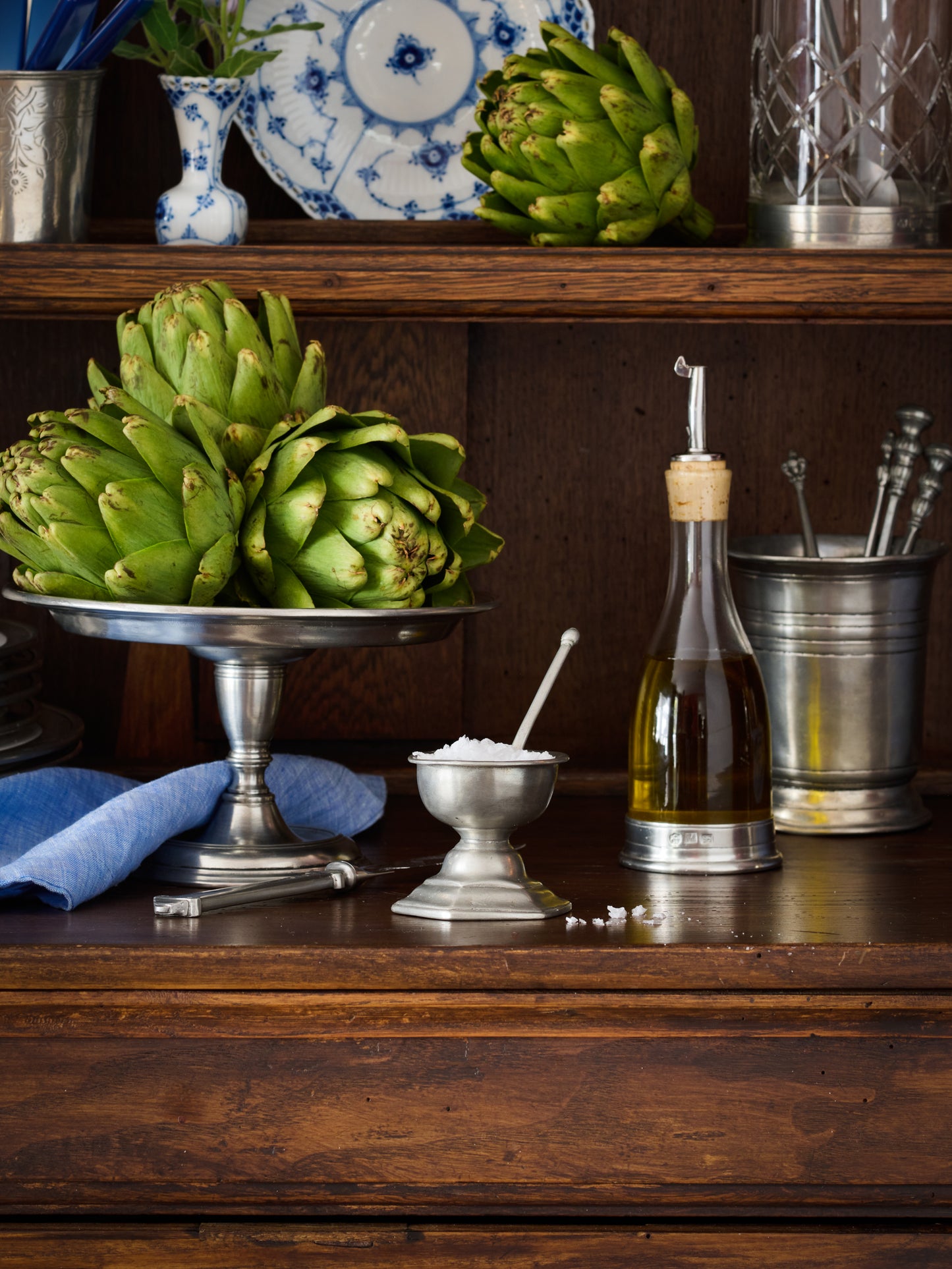 MATCH Pewter Footed Salt Cellar with Spoon Weston Table