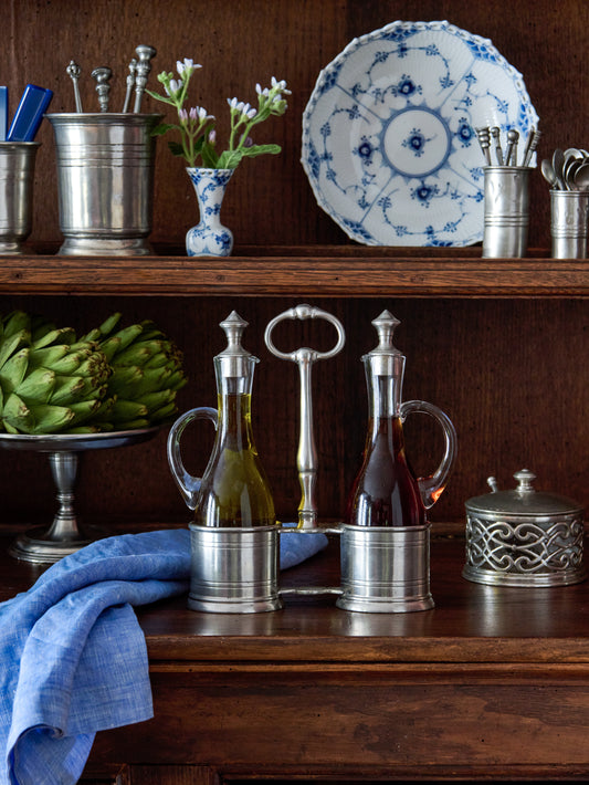 MATCH Pewter Oil and Vinegar Set with Pewter Tops Weston Table