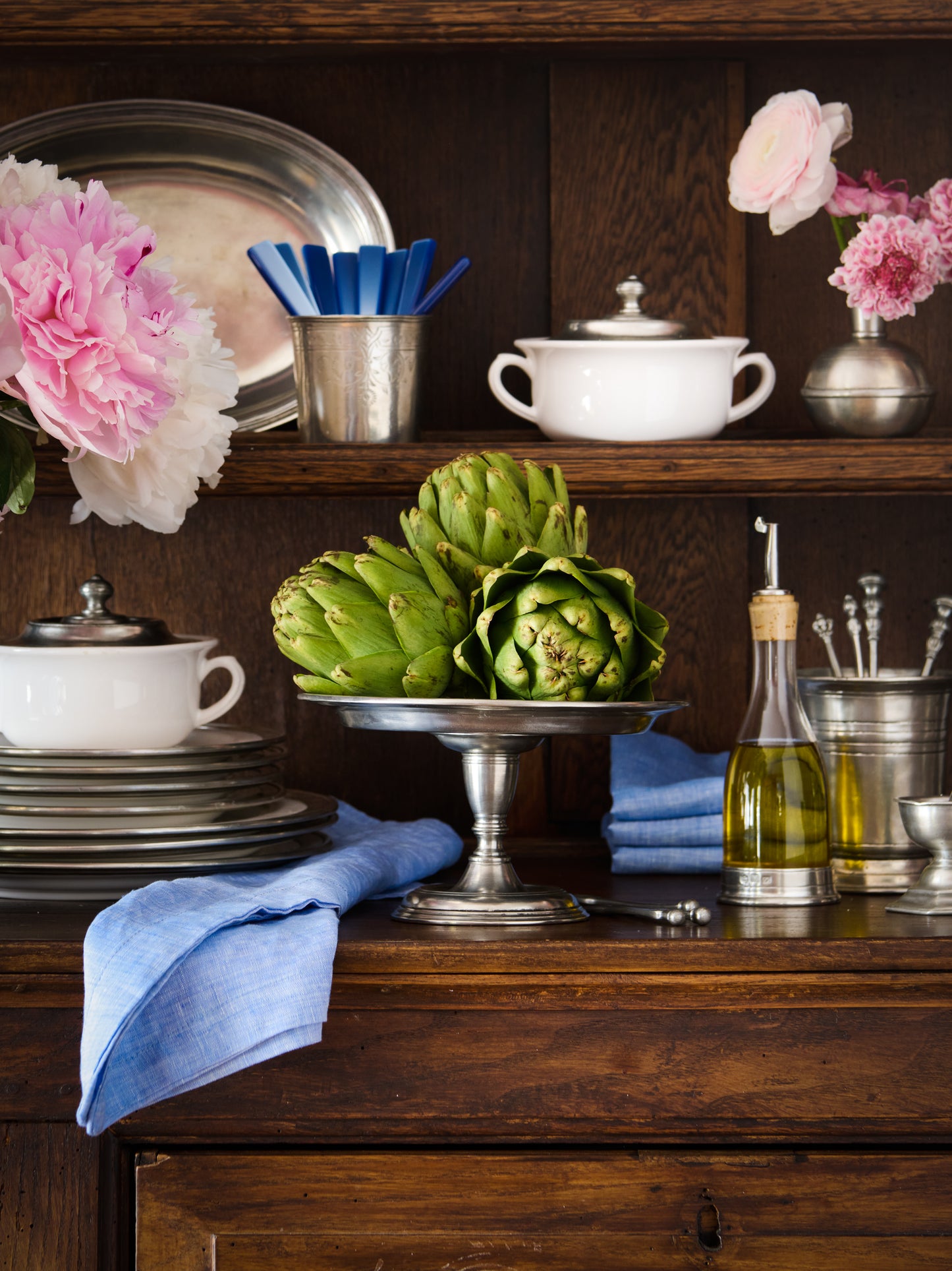 MATCH Pewter Small Pedestal Tray Weston Table