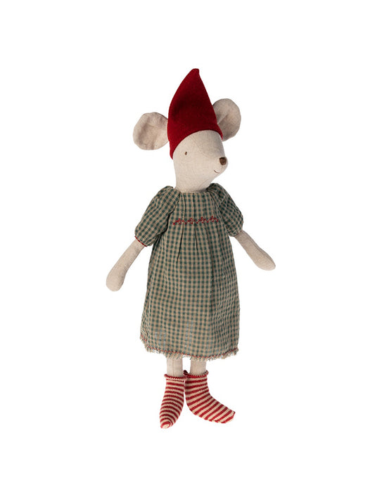 Maileg Medium Christmas Mouse Girl in Dress Weston Table