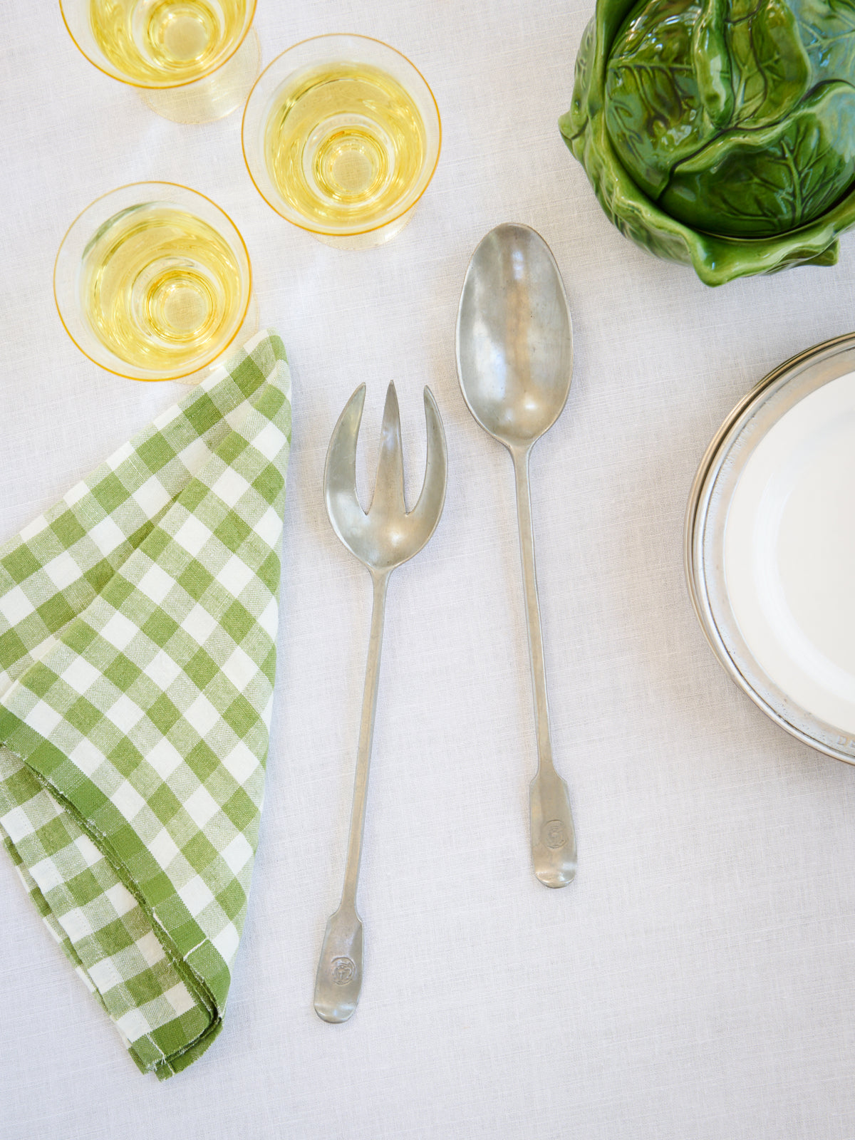 MATCH Pewter Antique Serving Fork and Spoon Weston Table