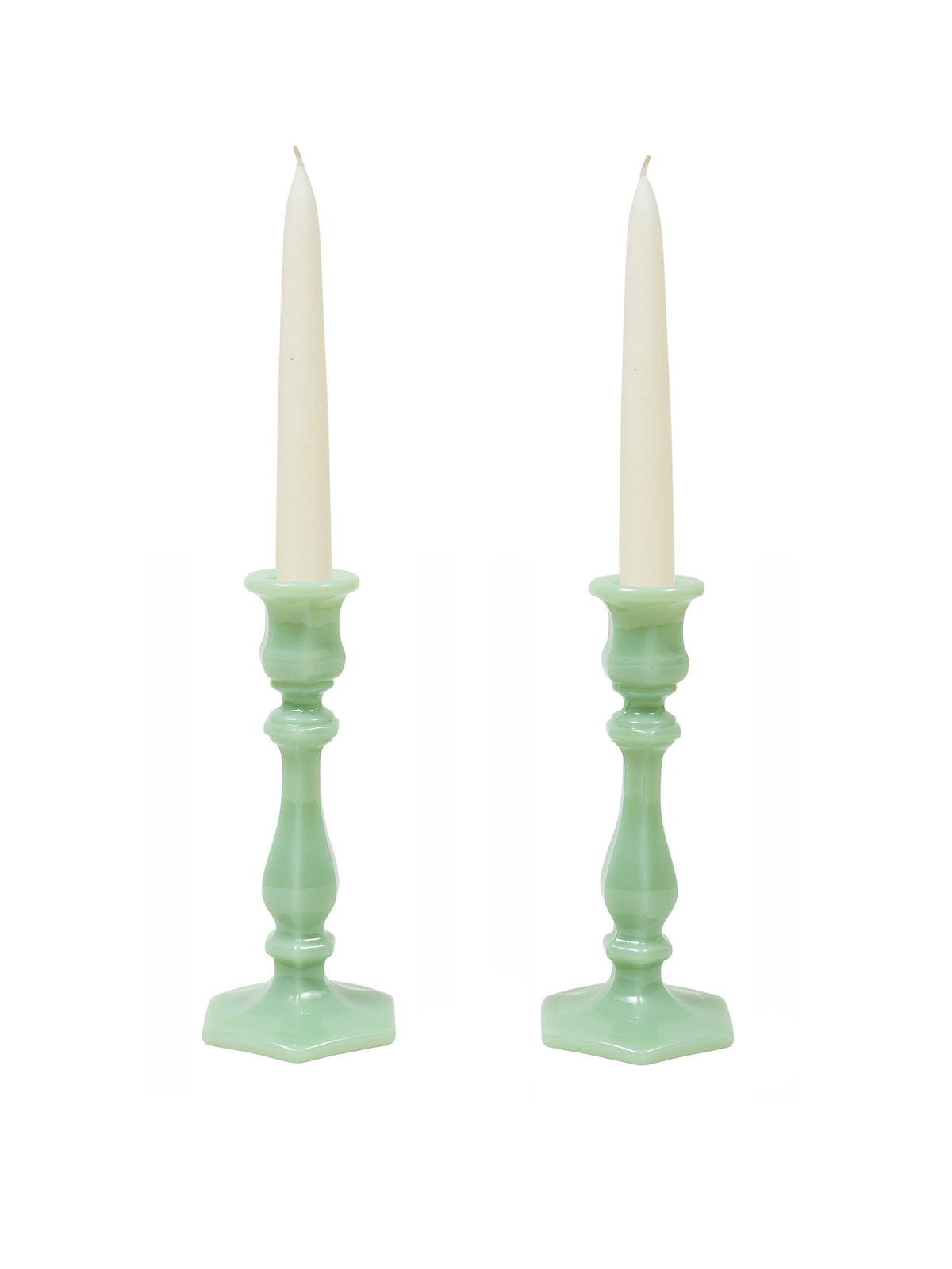 Mosser Glass Jade Candlestick Pair Weston Table