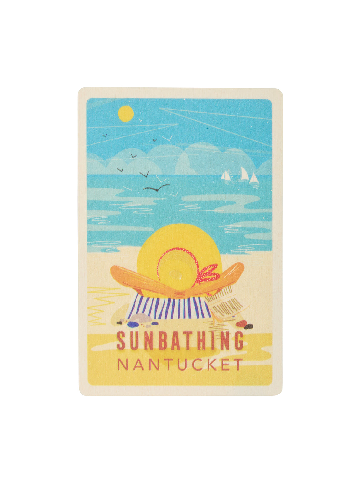 Nantucket Sunbathing Wooden Postcard Weston Table