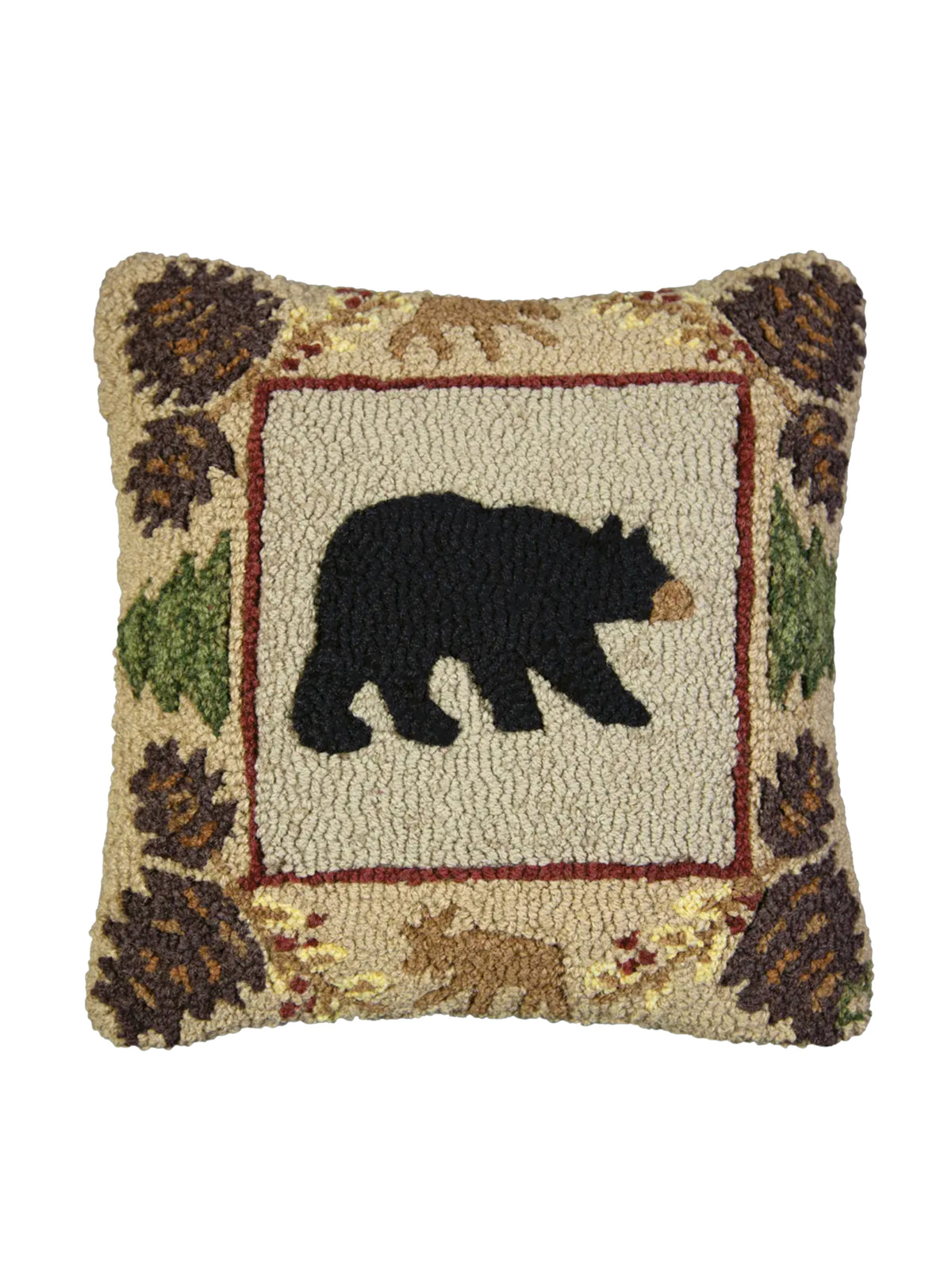 Northwoods Bear Hooked Wool Pillow Weston Table