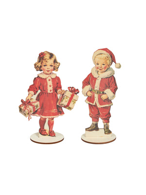  Nostalgic Santa Boy and Girl with Gifts Weston Table 