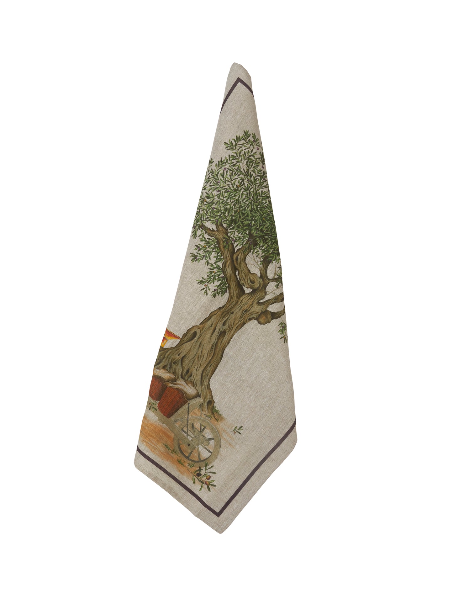 Olive Tree Linen Purple Border Kitchen Towel Weston Table