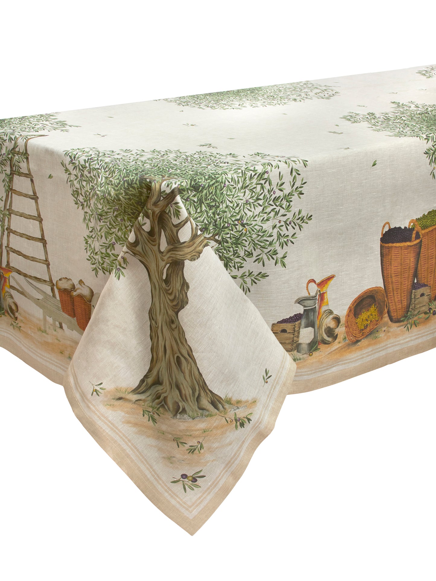 Olive Tree Linen Tablecloth 67x106 Inch Weston Table