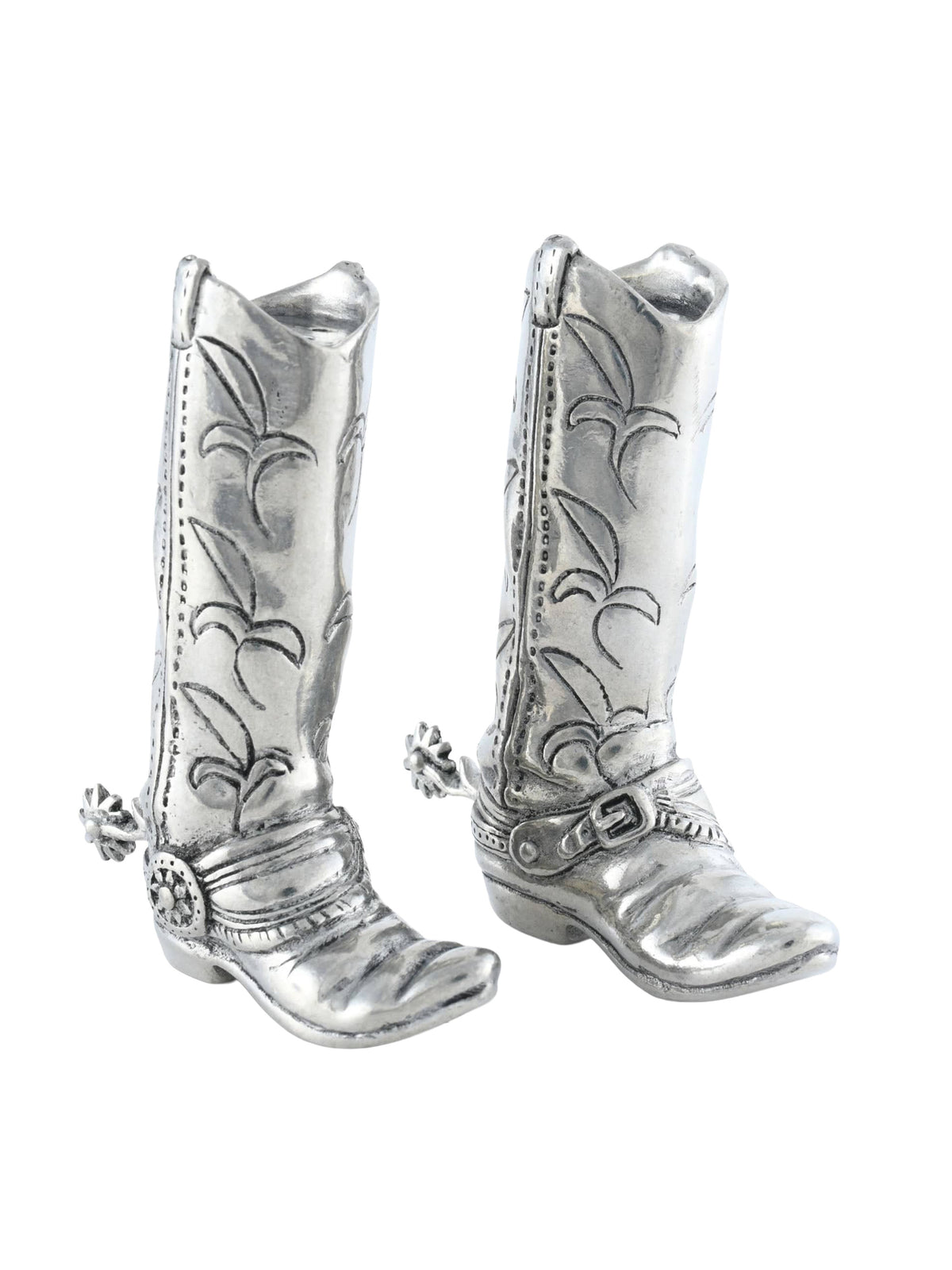 Pewter Cowboy Boot Salt and Pepper Set Weston Table