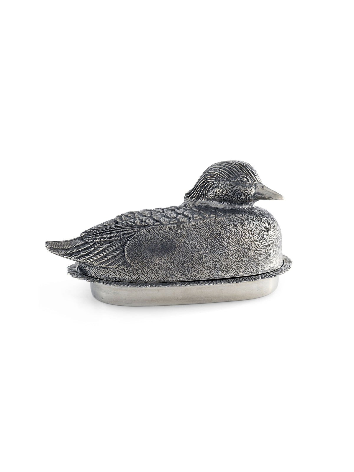 Pewter Mallard Duck Butter Dish Weston Table