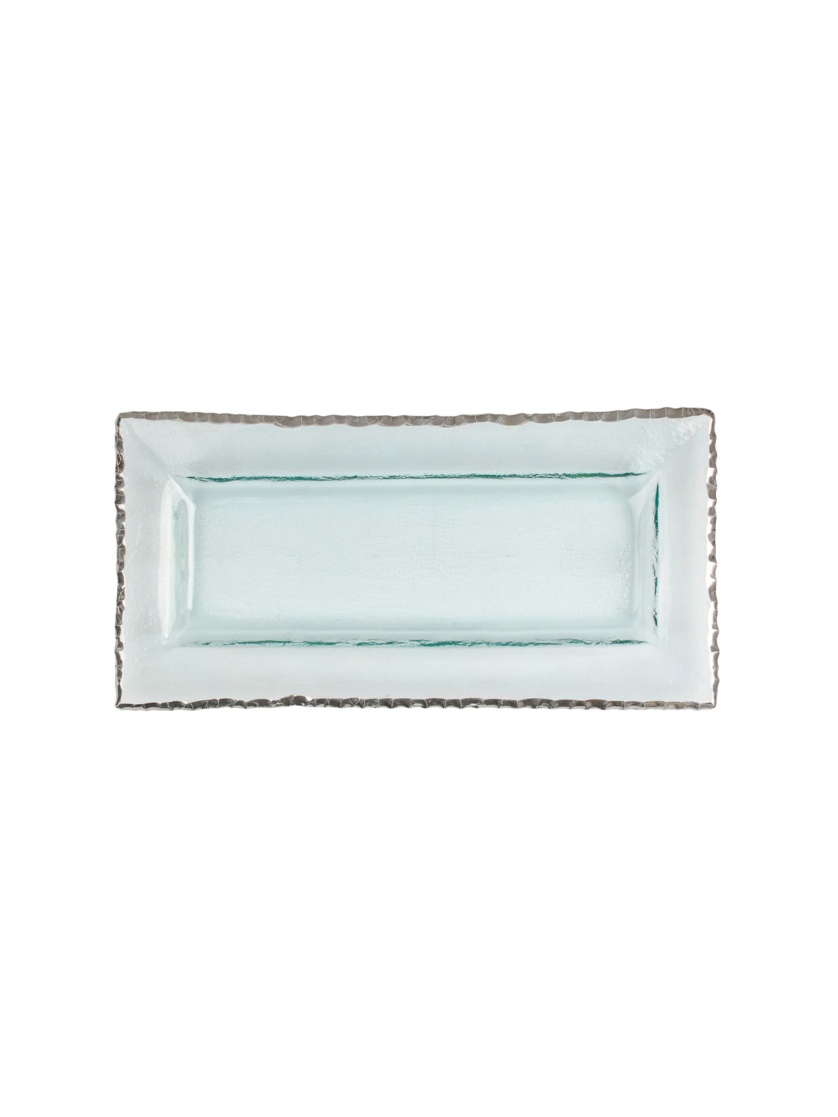 Platinum Trimmed Glass Rectangular Tray Weston Table