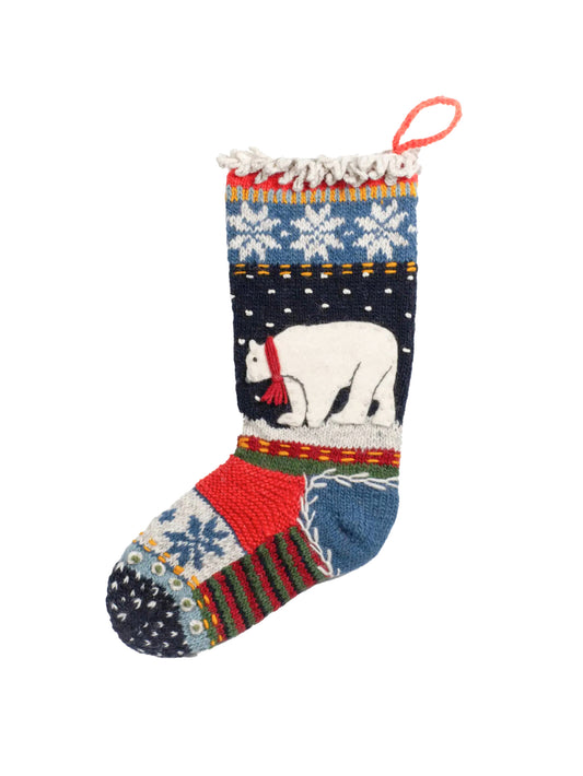 Polar Bear Wool Knit Christmas Stocking Weston Table