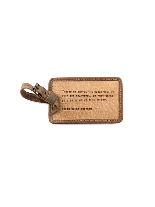 Leather Luggage Tag Ralph Waldo Emerson Weston Table