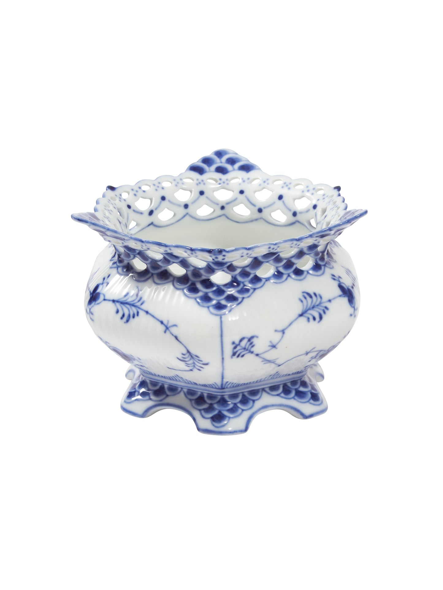 Royal Copenhagen Blue Fluted Full Lace Open Sugar Bowl Large Weston Table