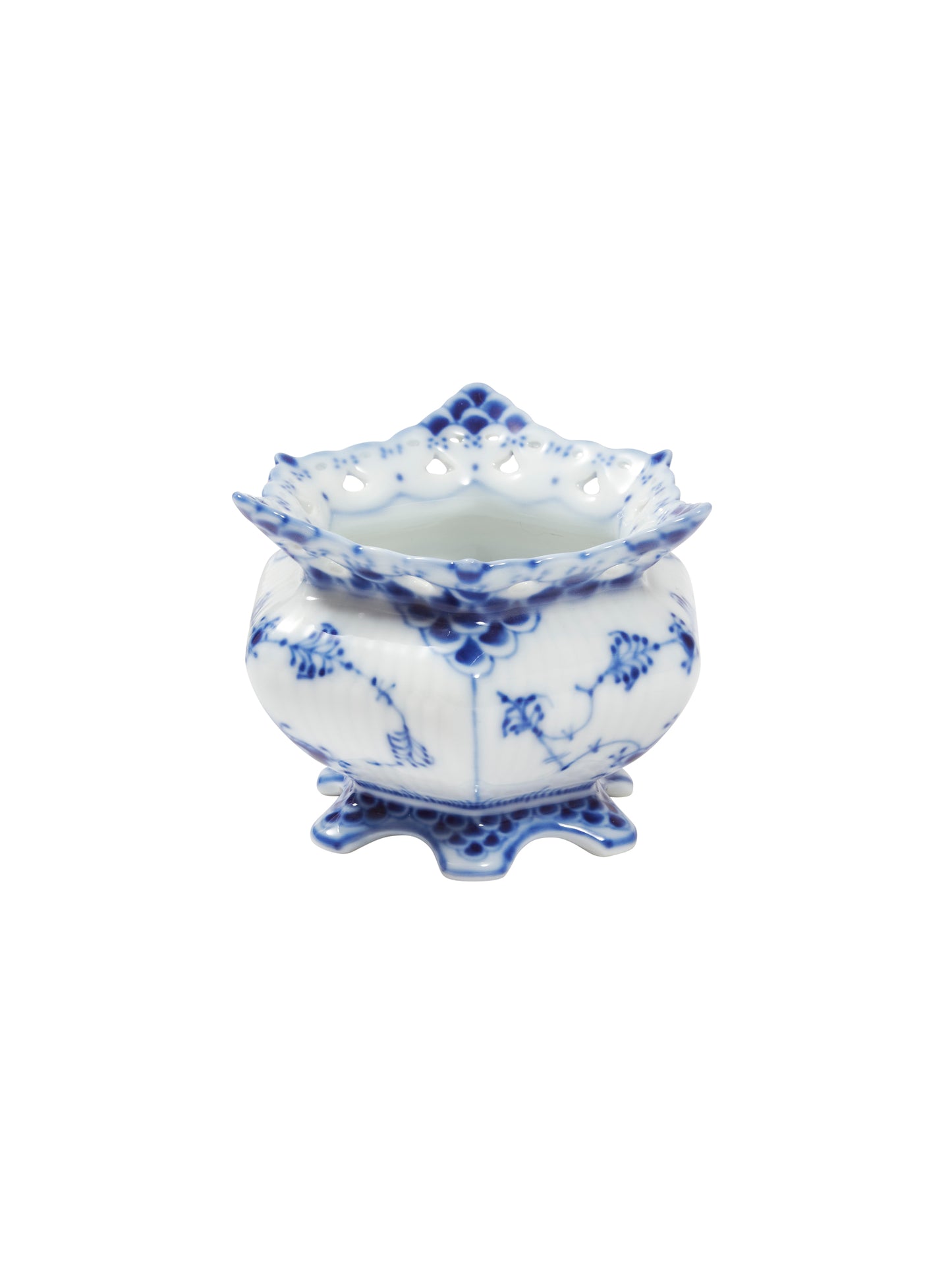 Royal Copenhagen Blue Fluted Full Lace Open Sugar Bowl Small Weston Table