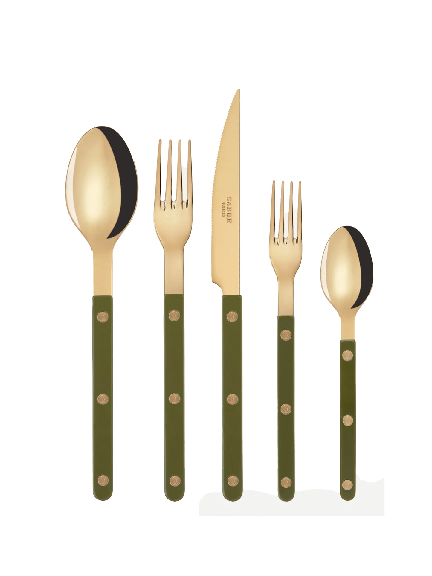 Sabre Paris Bistro Gold Green 5 Piece Place Setting Weston Table