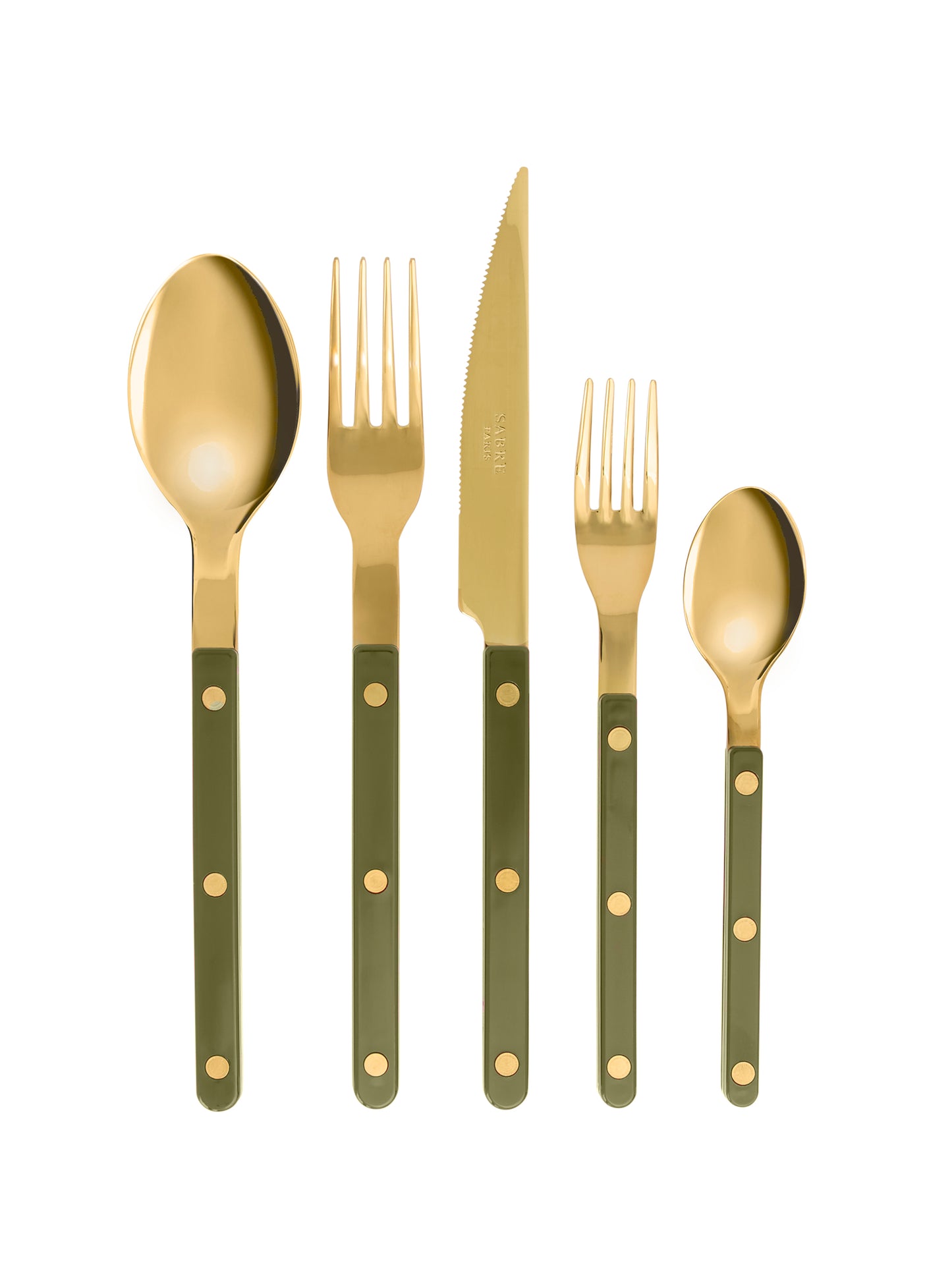 Sabre Paris Bistro Gold Green 5 Piece Place Setting Weston Table