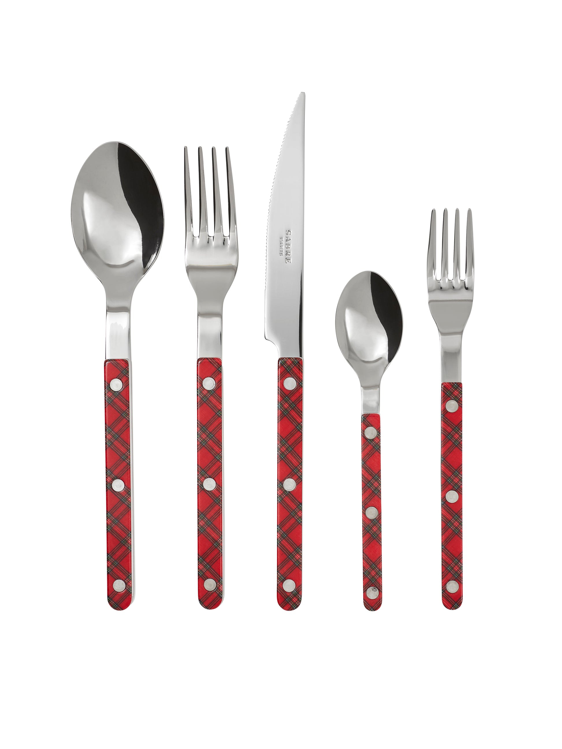 Sabre Paris Bistro Red Tartan 5 Piece Place Setting Weston Table
