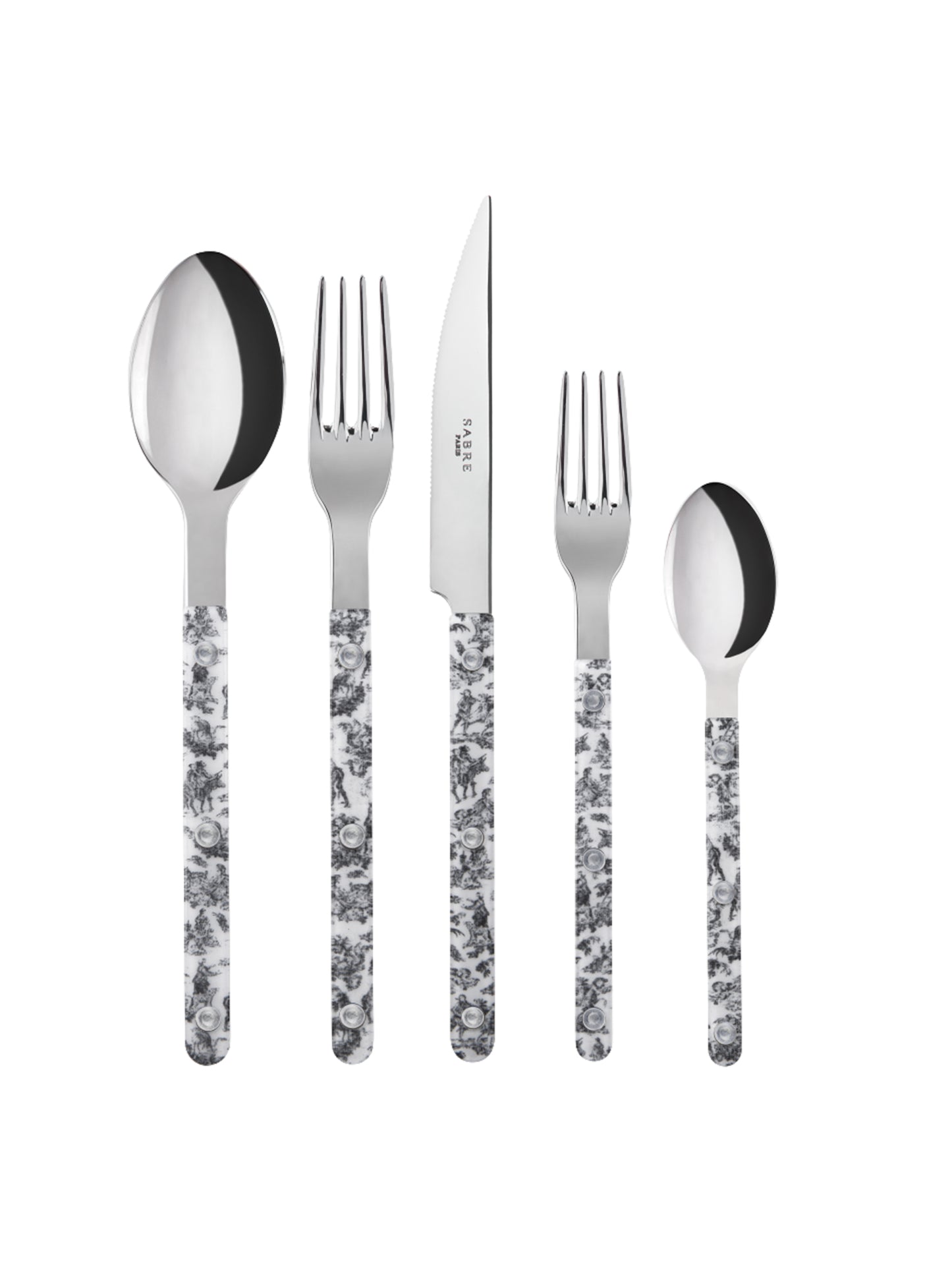 Sabre Paris Bistro Toile Black 5 Piece Place Setting Shiny Weston Table