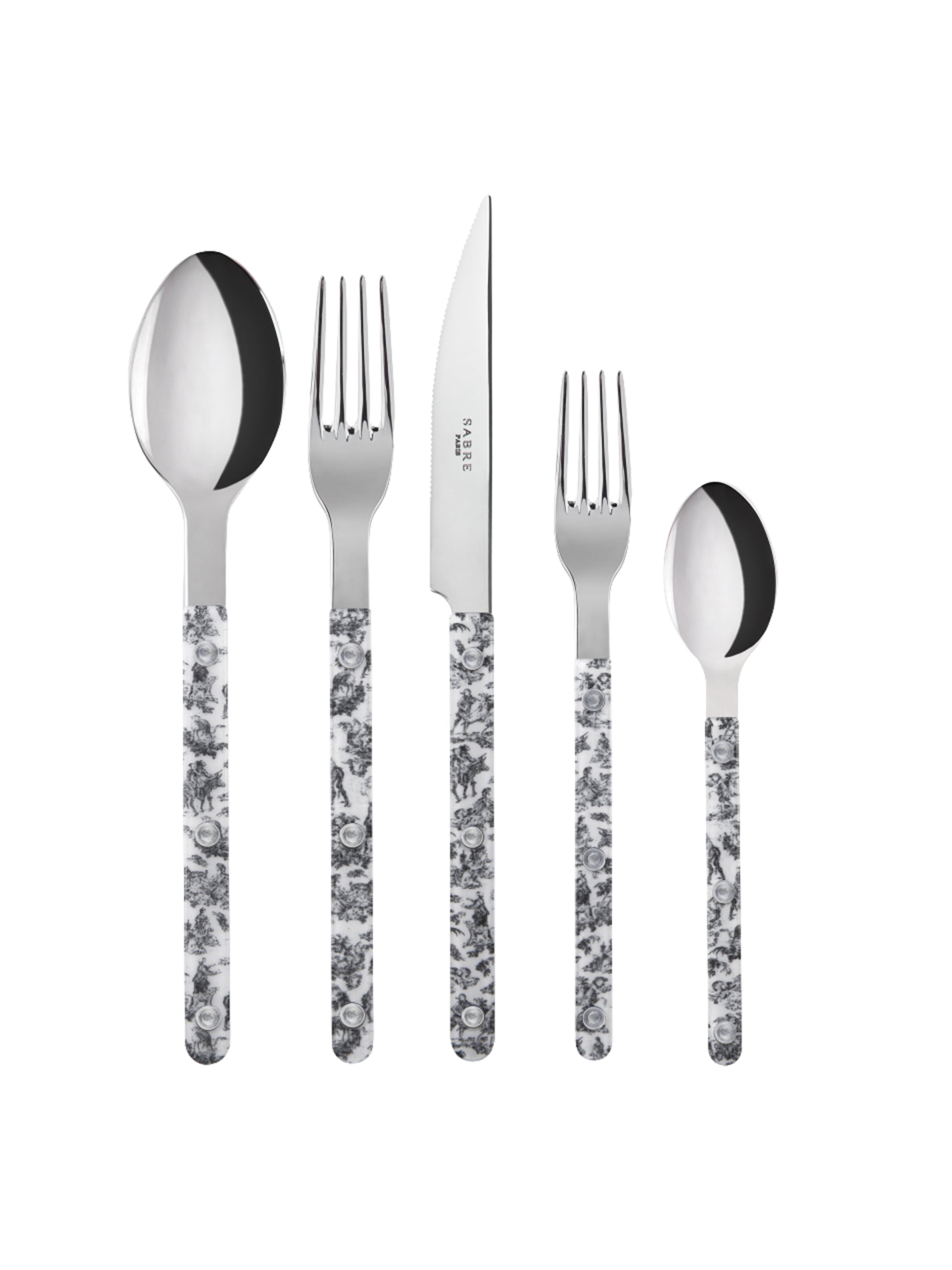 Sabre Paris Bistro Toile Black 5 Piece Place Setting Shiny Weston Table