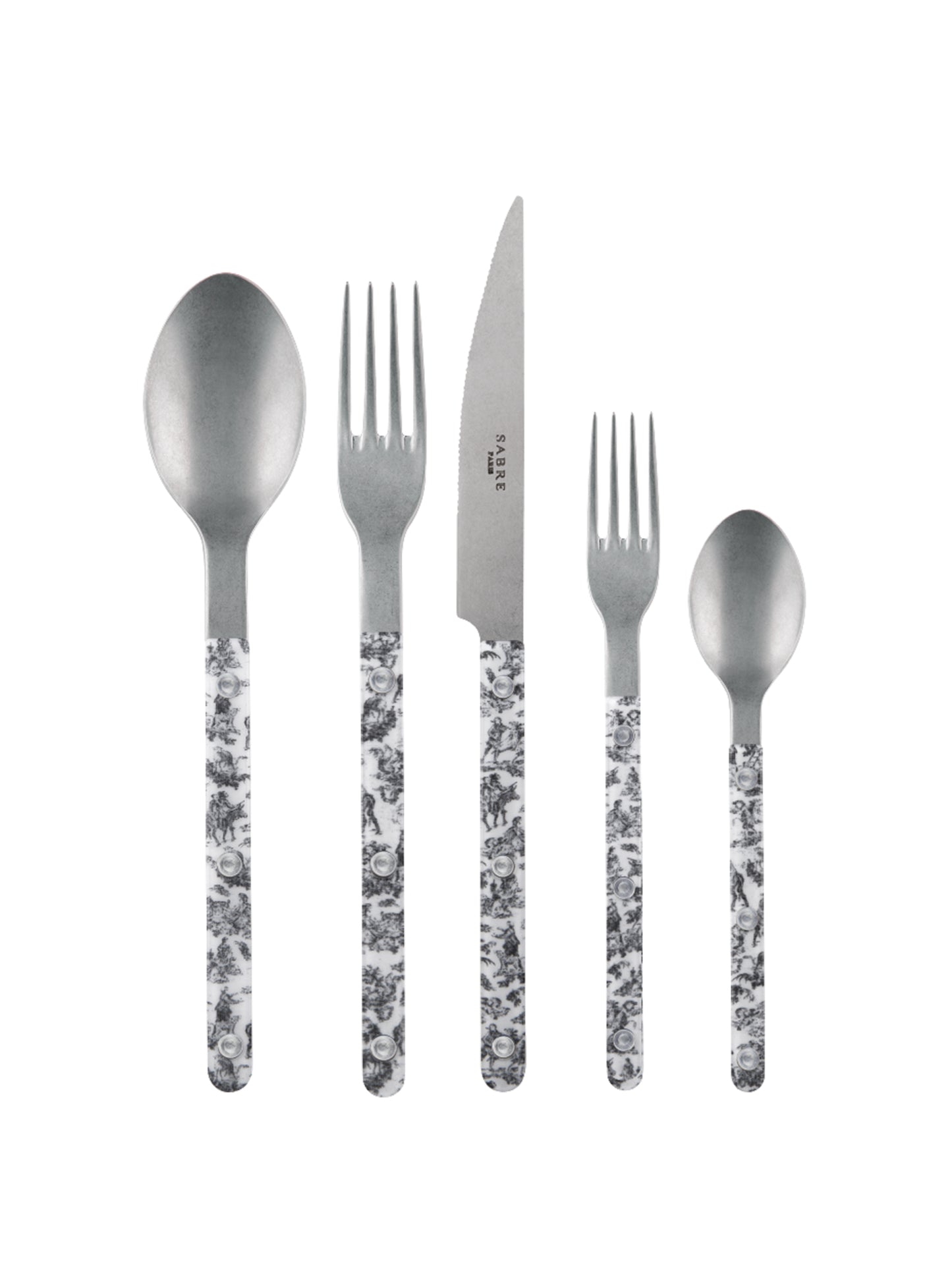 Sabre Paris Bistro Toile Black 5 Piece Place Setting Vintage Weston Table