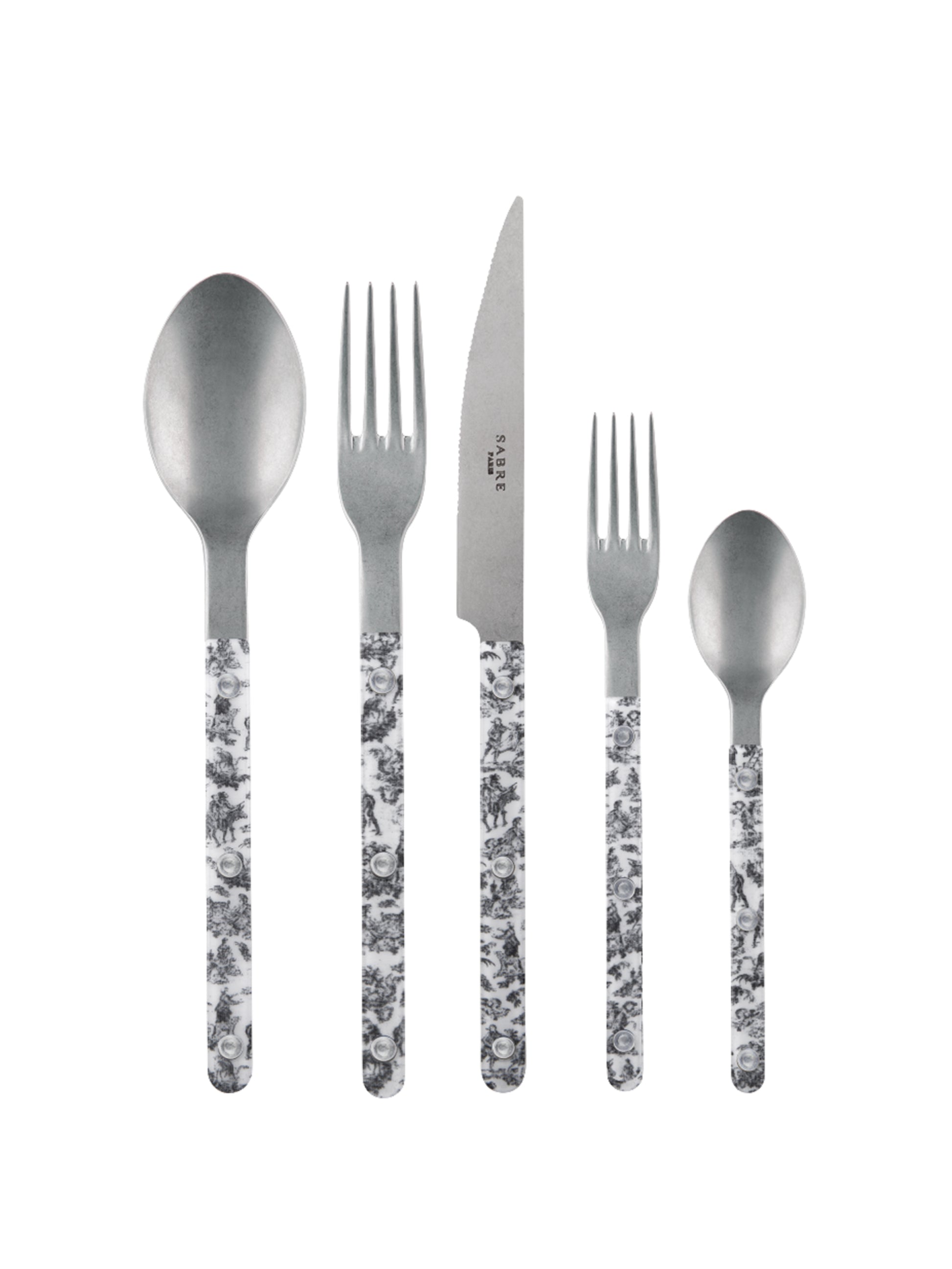 Sabre Paris Bistro Toile Black 5 Piece Place Setting Vintage Weston Table