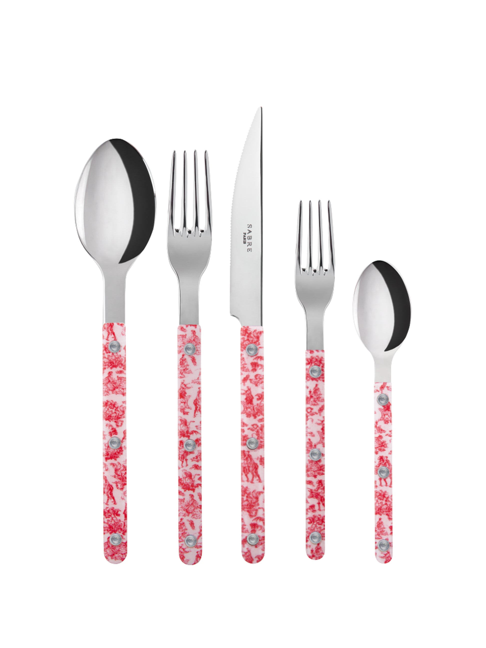 Sabre Paris Bistro Toile Red 5 Piece Place Setting Shiny Weston Table