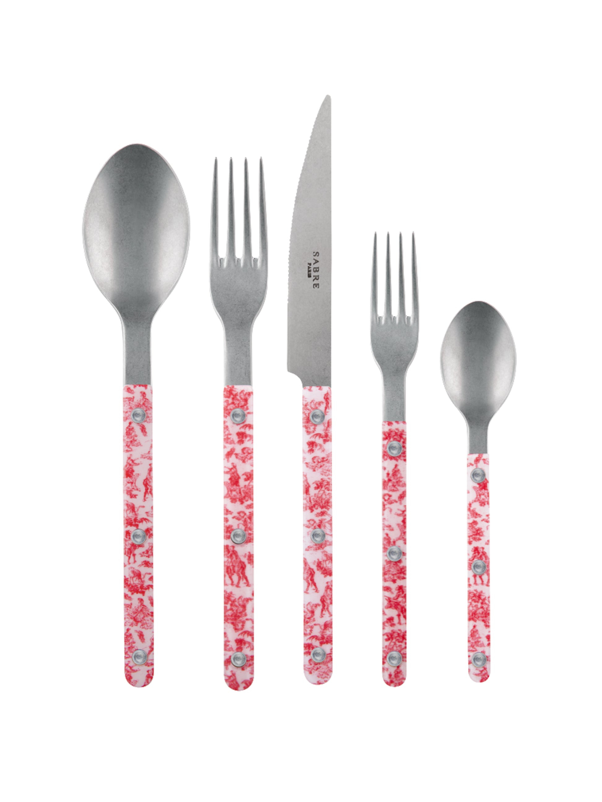 Sabre Paris Bistro Toile Red 5 Piece Place Setting Vintage Weston Table