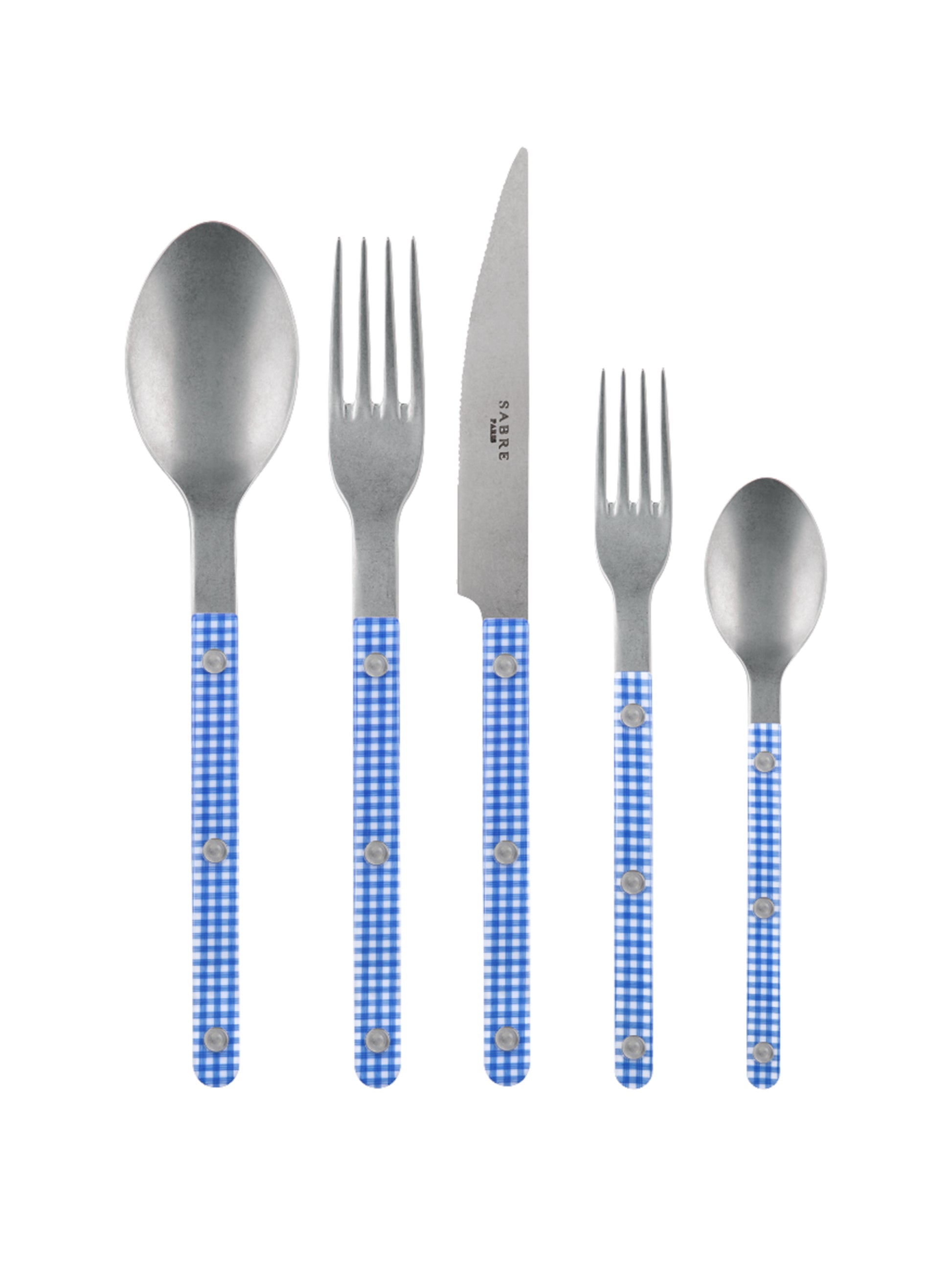 Sabre Paris Bistro Blue Gingham 5 Piece Place Setting Weston Table