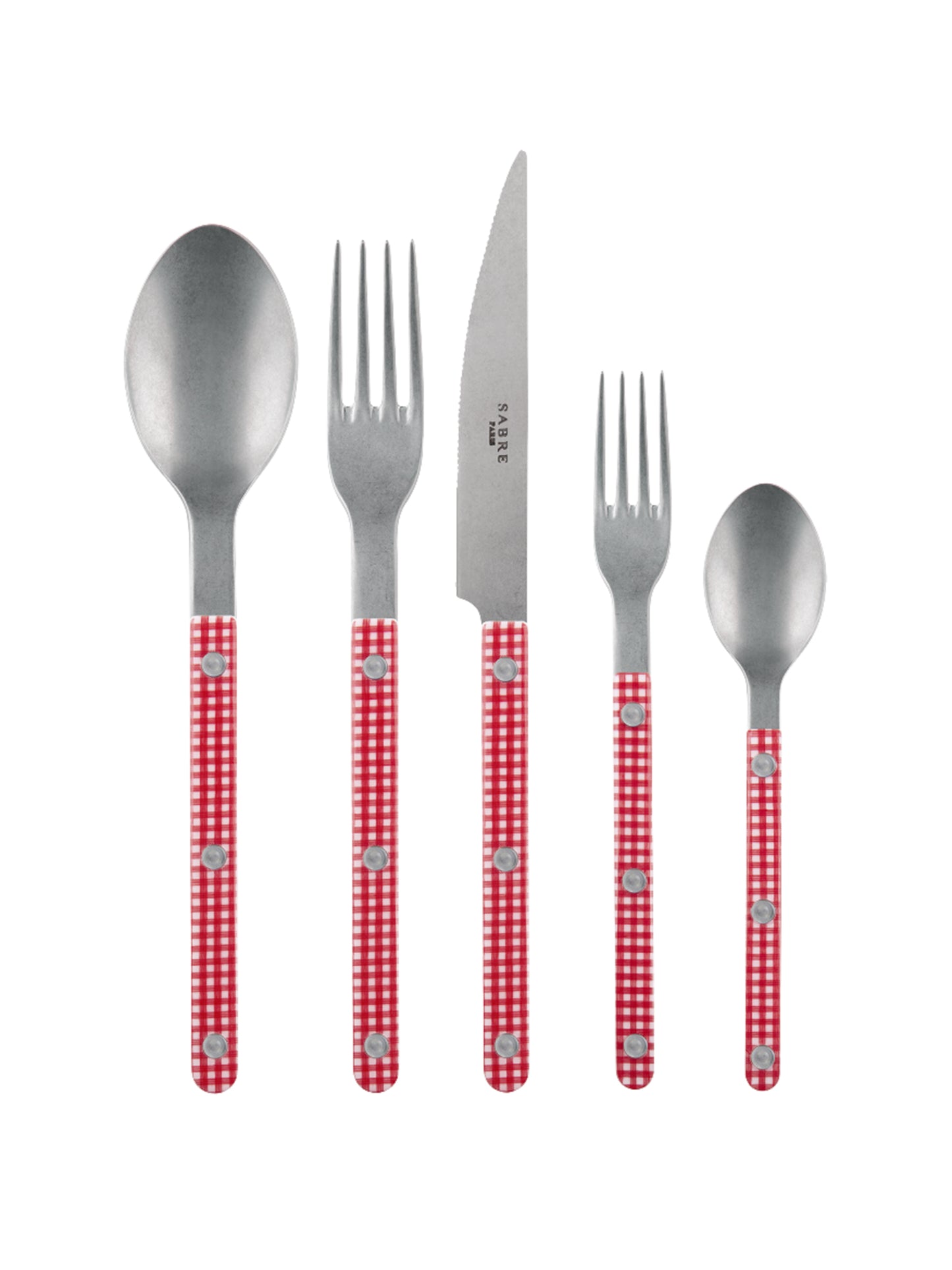 Sabre Paris Bistro Vintage Red Gingham 5 Piece Place Setting