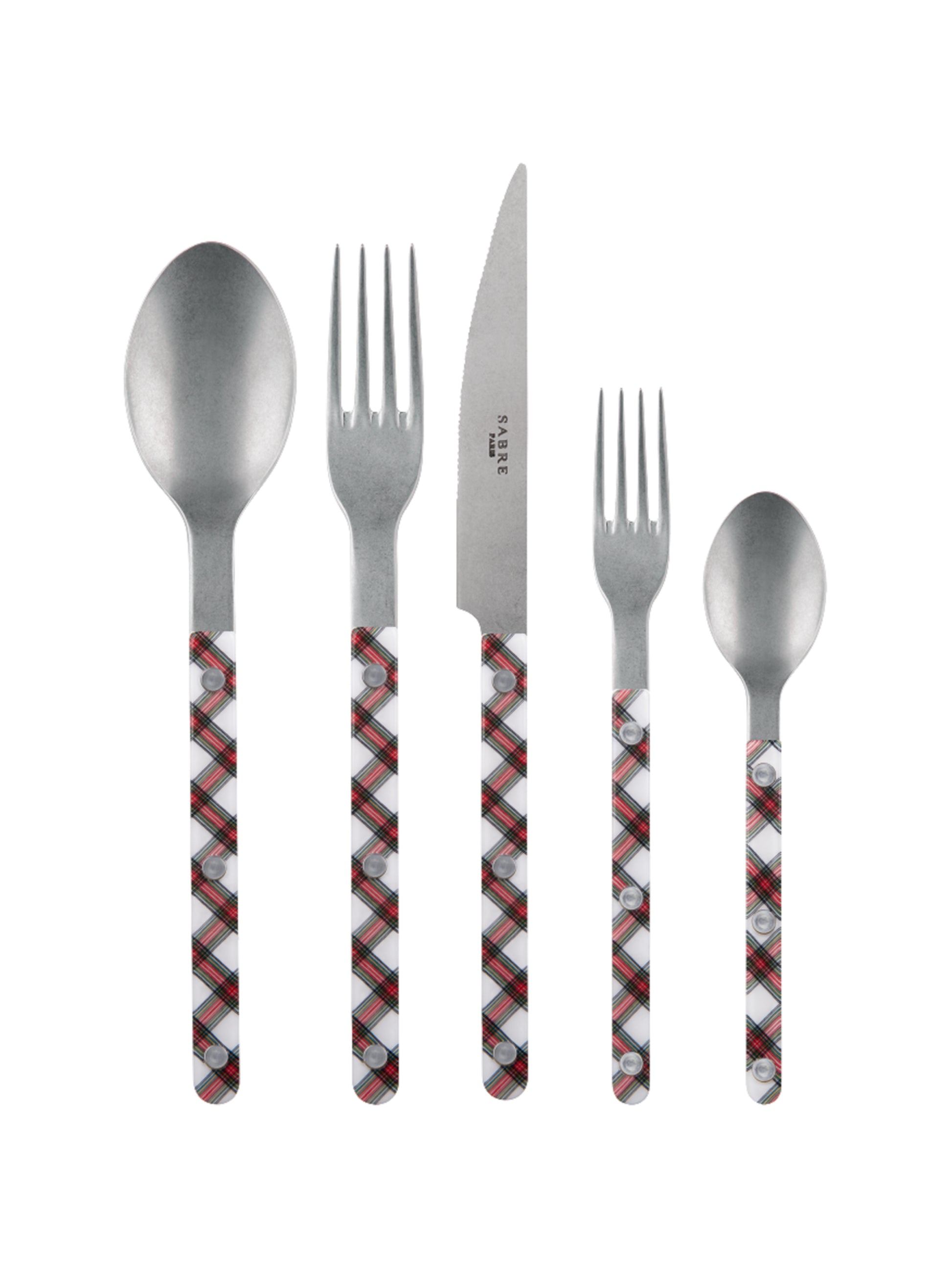 Sabre Paris Bistro Vintage White Tartan 5 Piece Place Setting Weston Table
