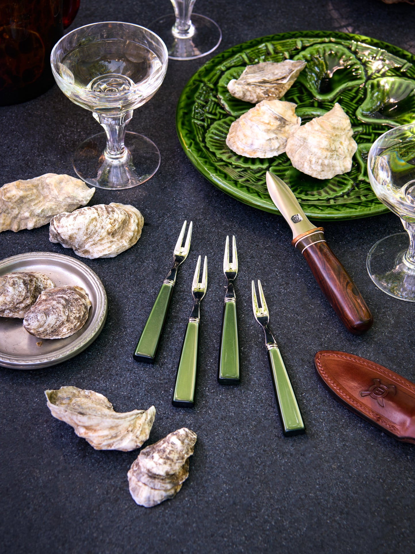 Sabre Paris Icone Forest Green Cocktail Forks Weston Table