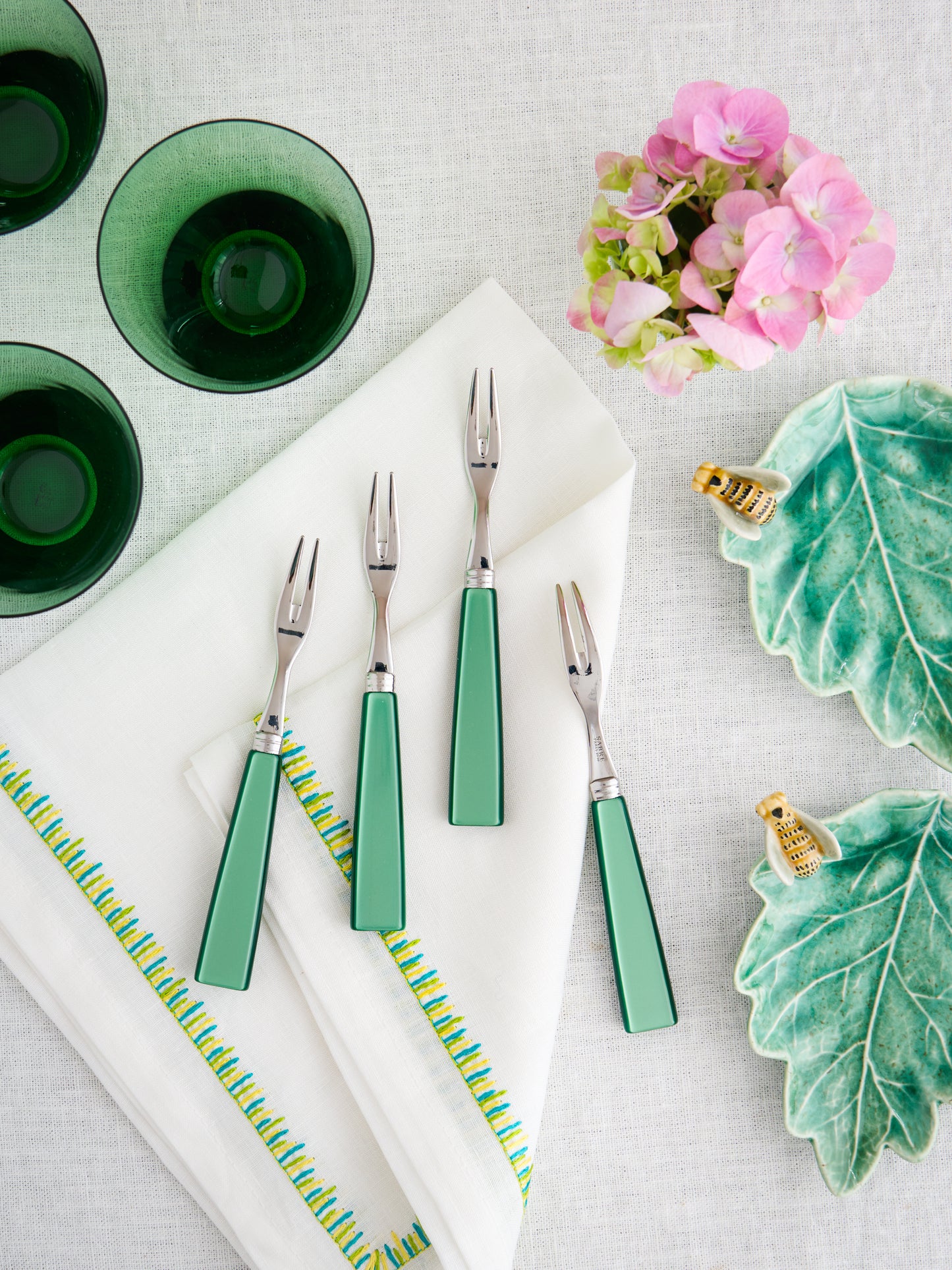 Sabre Paris Icone Garden Green Cocktail Forks Weston Table