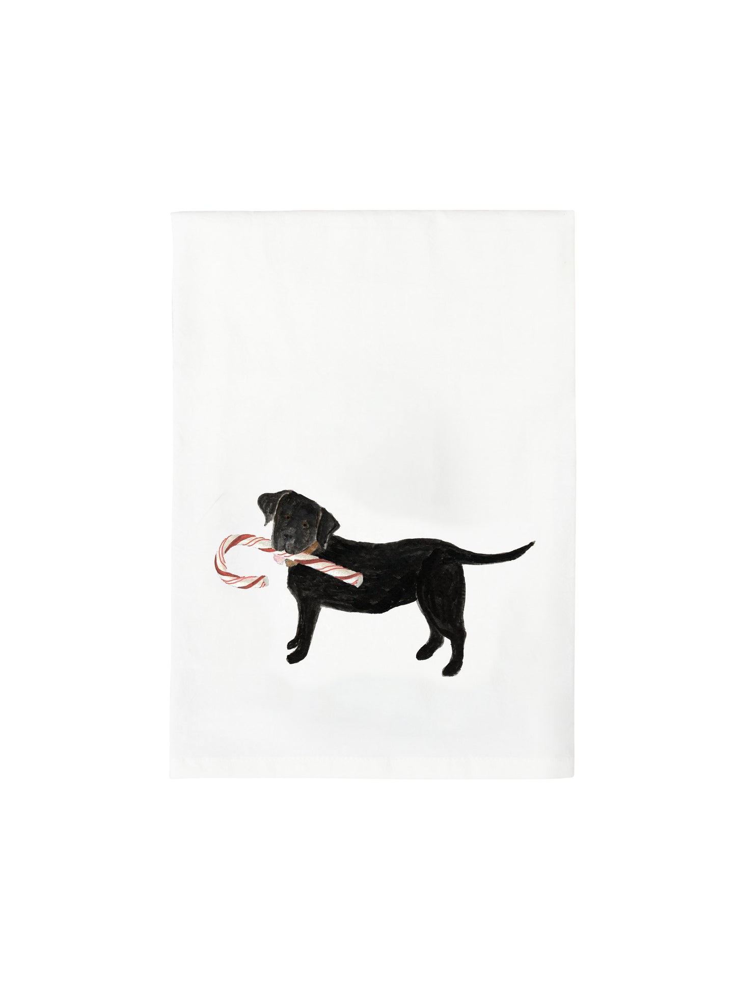 Ski and Holiday Dog Flour Sack Towels Black Lab with Candy Cane Weston Table