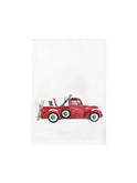 Ski and Holiday Dog Flour Sack Towels Red Truck with Skis Weston Table