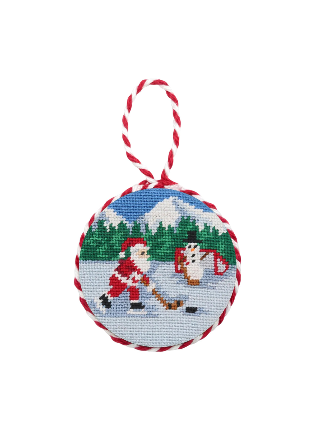 Smathers & Branson Christmas Hockey Santa Stocking Needlepoint Ornament Weston Table SP