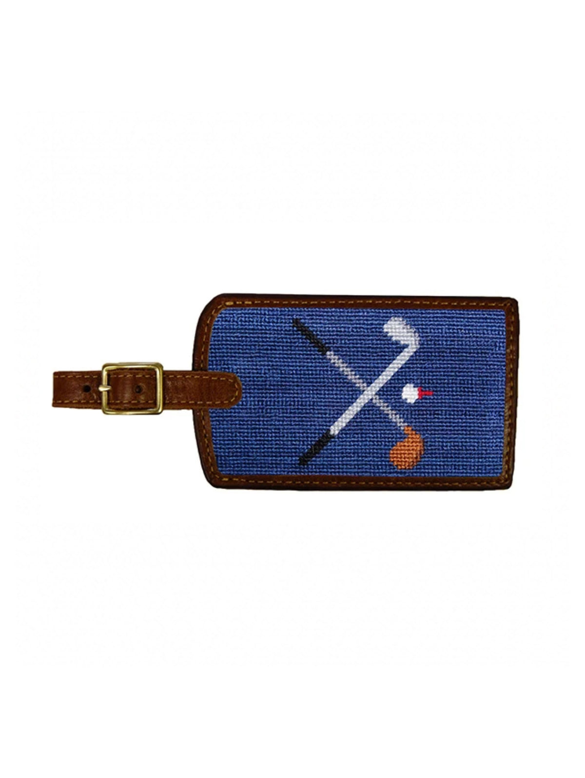 Smathers & Branson Crossed Golf Clubs Needlepoint Luggage Tag Weston Table