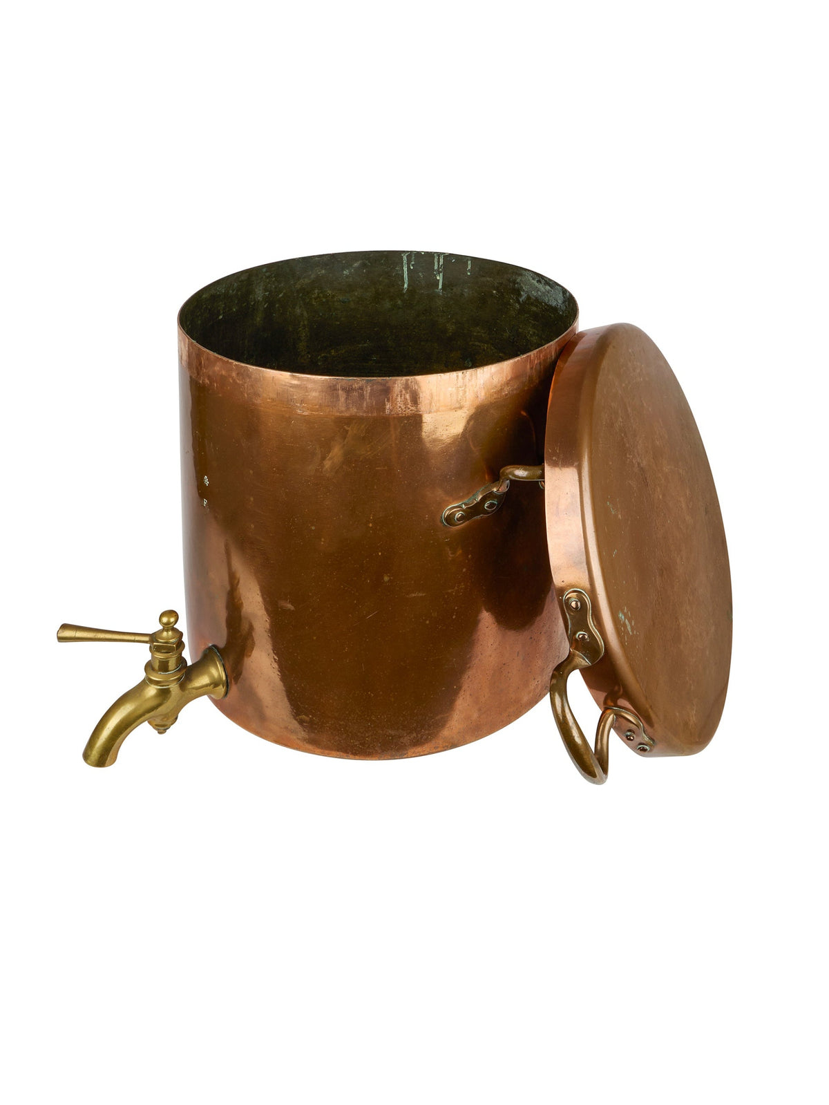 Vintage 1820s English Copper Lidded Stock Pot with Spout Weston Table